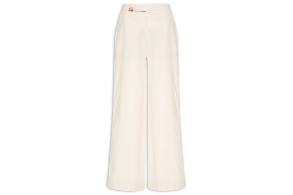 Calça Feminina Wide Leg Cintura Alta - Branco
