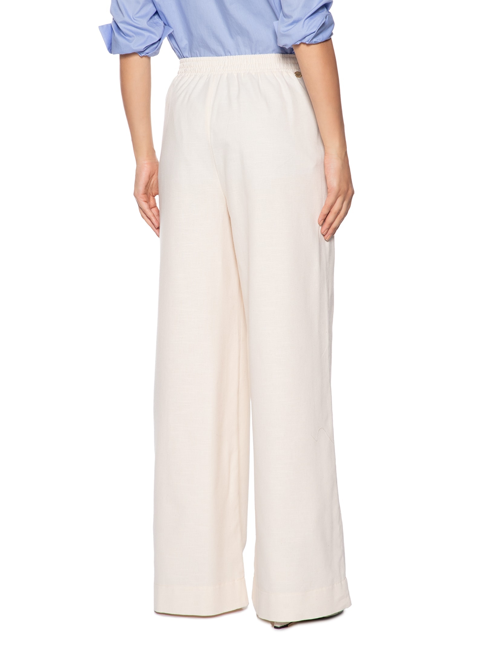 Calça Feminina Wide Leg Cintura Alta Branco Lança Perfume