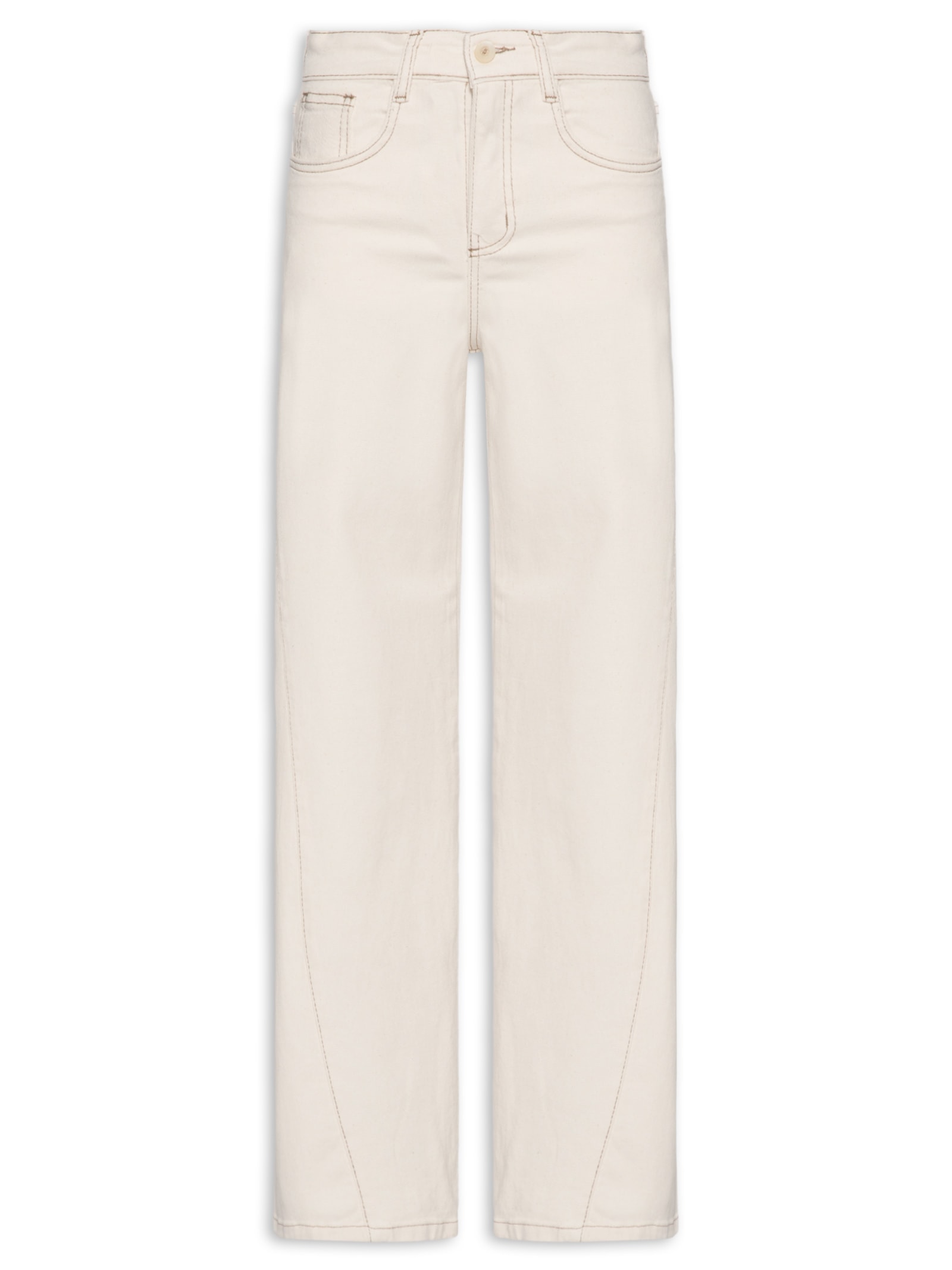 Calça Feminina Wide Leg em Sarja – Off White '2Essential