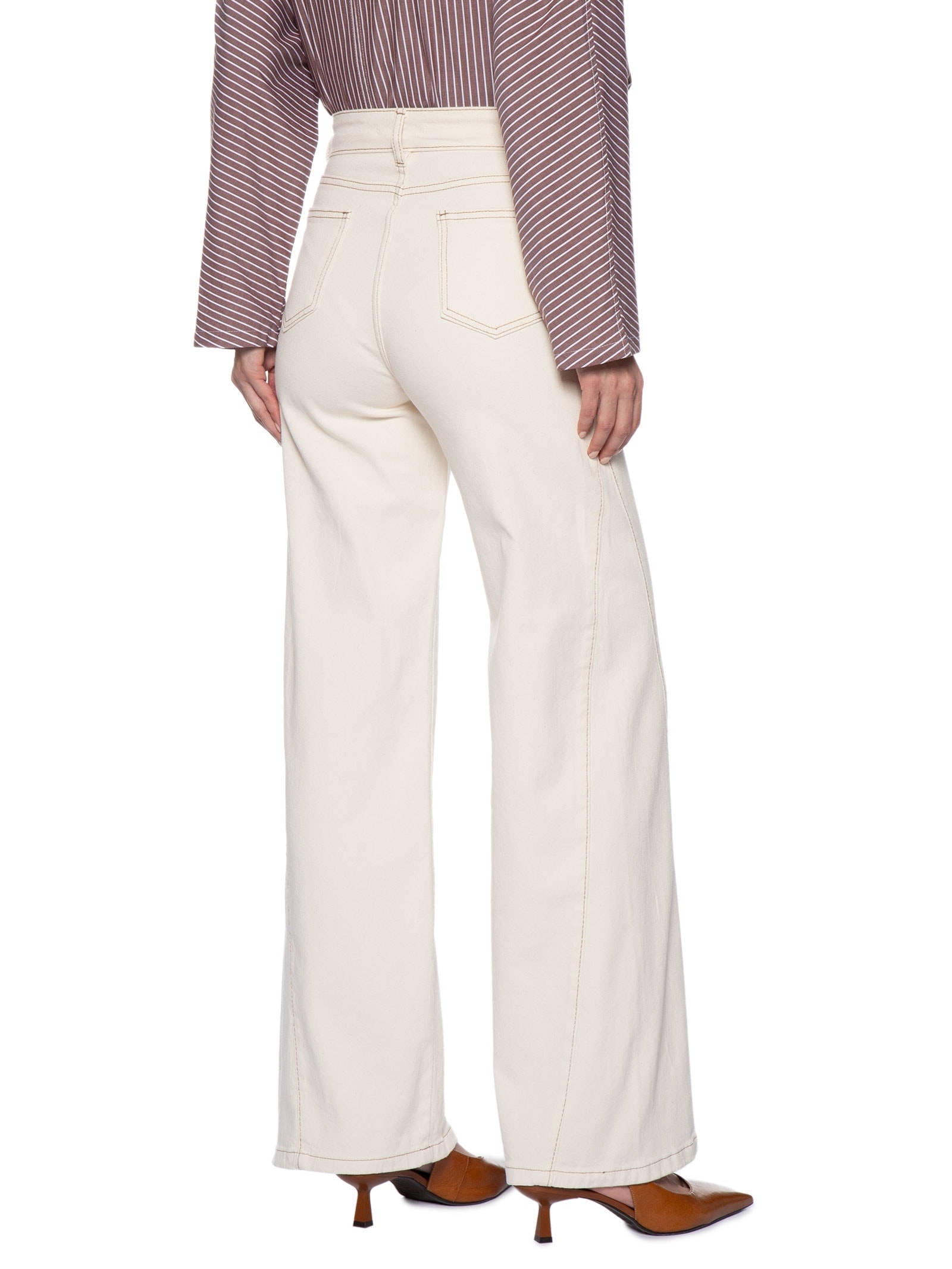 Calça Feminina Wide Leg em Sarja – Off White '2Essential