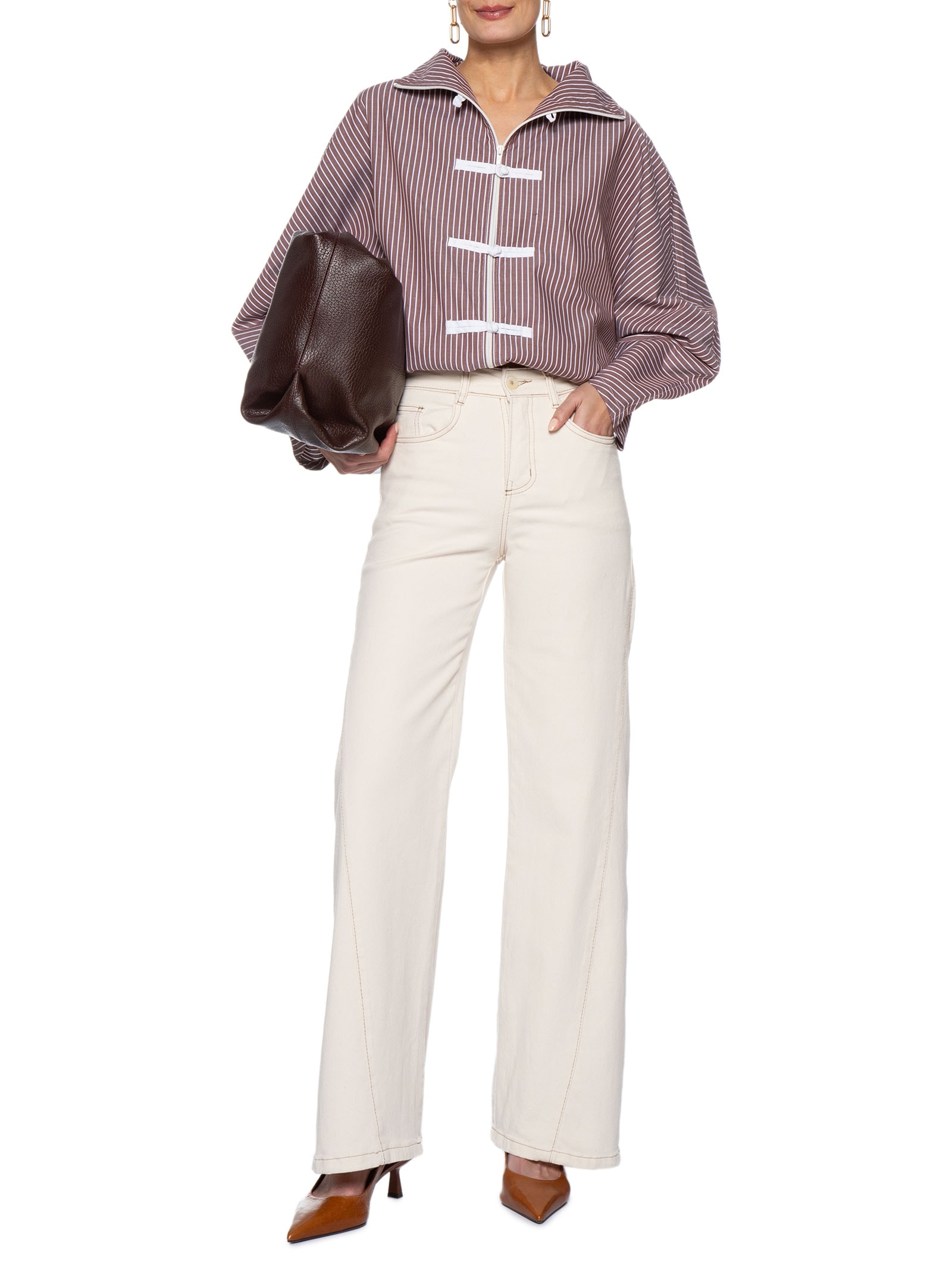 Calça Feminina Wide Leg em Sarja – Off White '2Essential