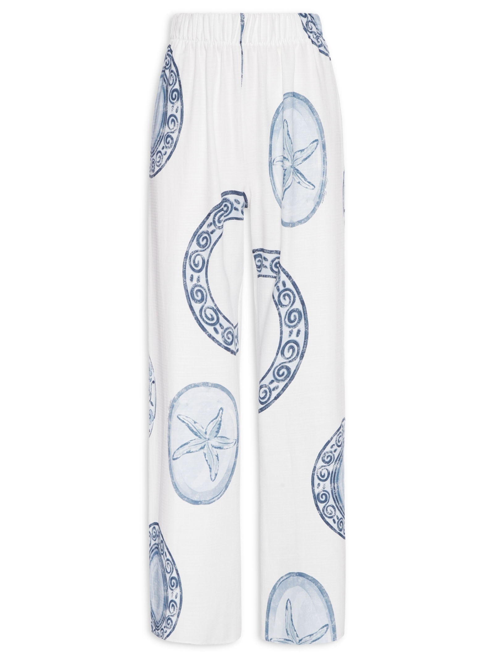 Calça Feminina Wide Leg Estampada Branco Lança Perfume