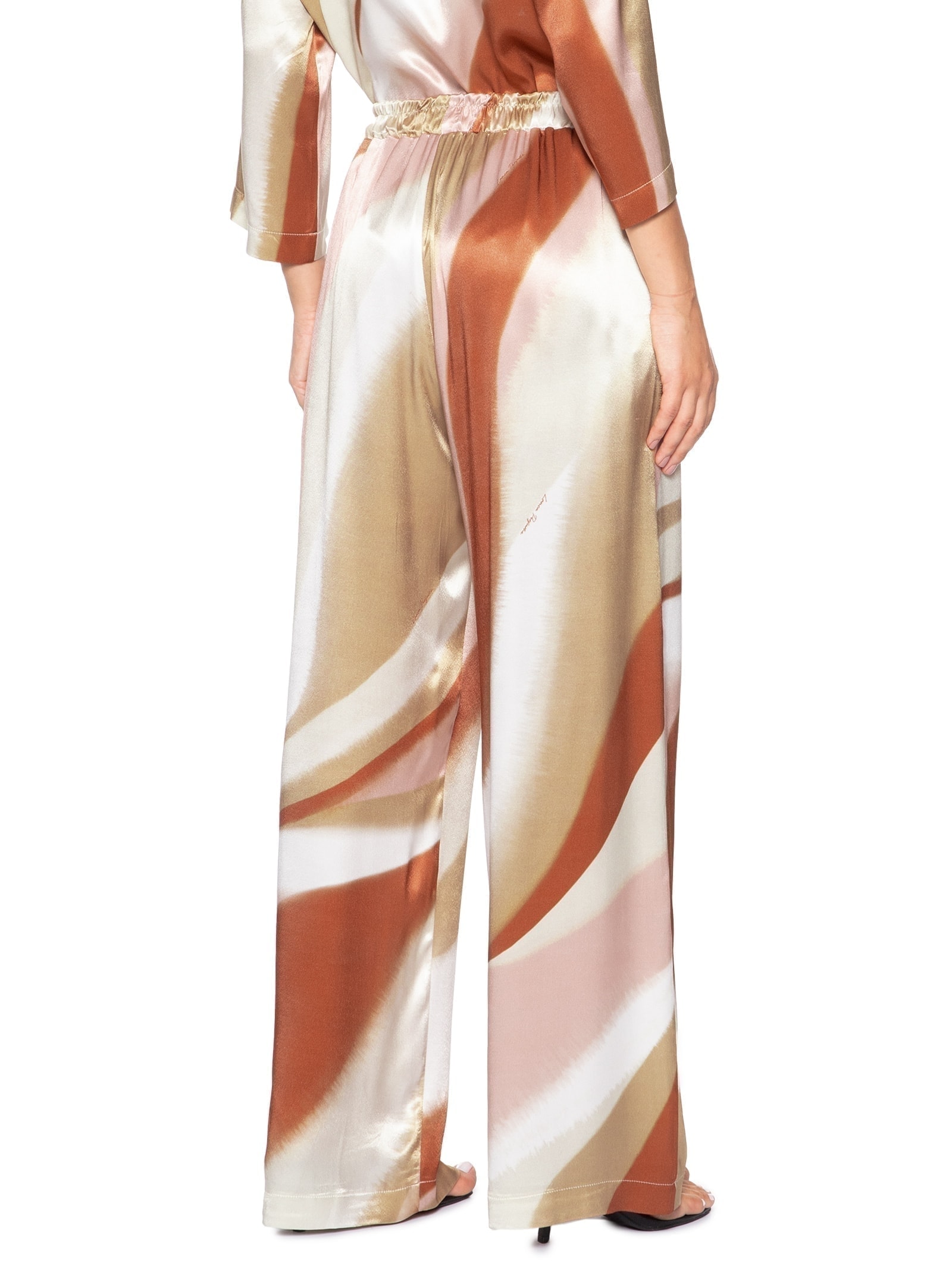 Calça Feminina Wide Leg Estampada Marrom Lança Perfume