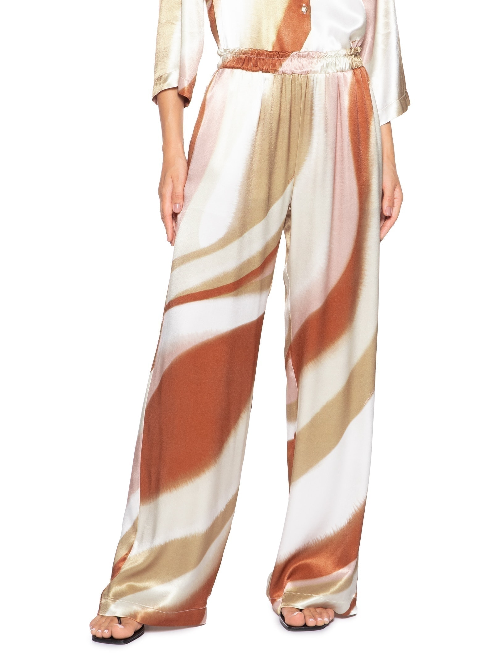 Calça Feminina Wide Leg Estampada Marrom Lança Perfume