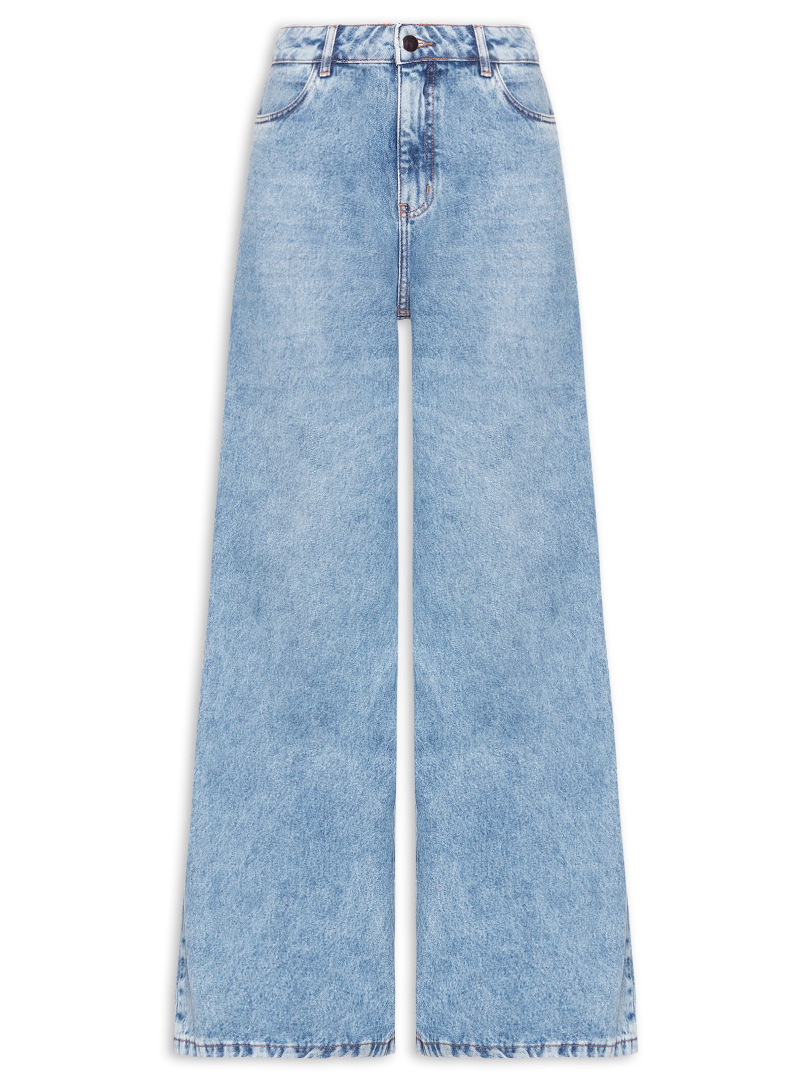 Calça Feminina Wide Leg Jeans Azul Market 33