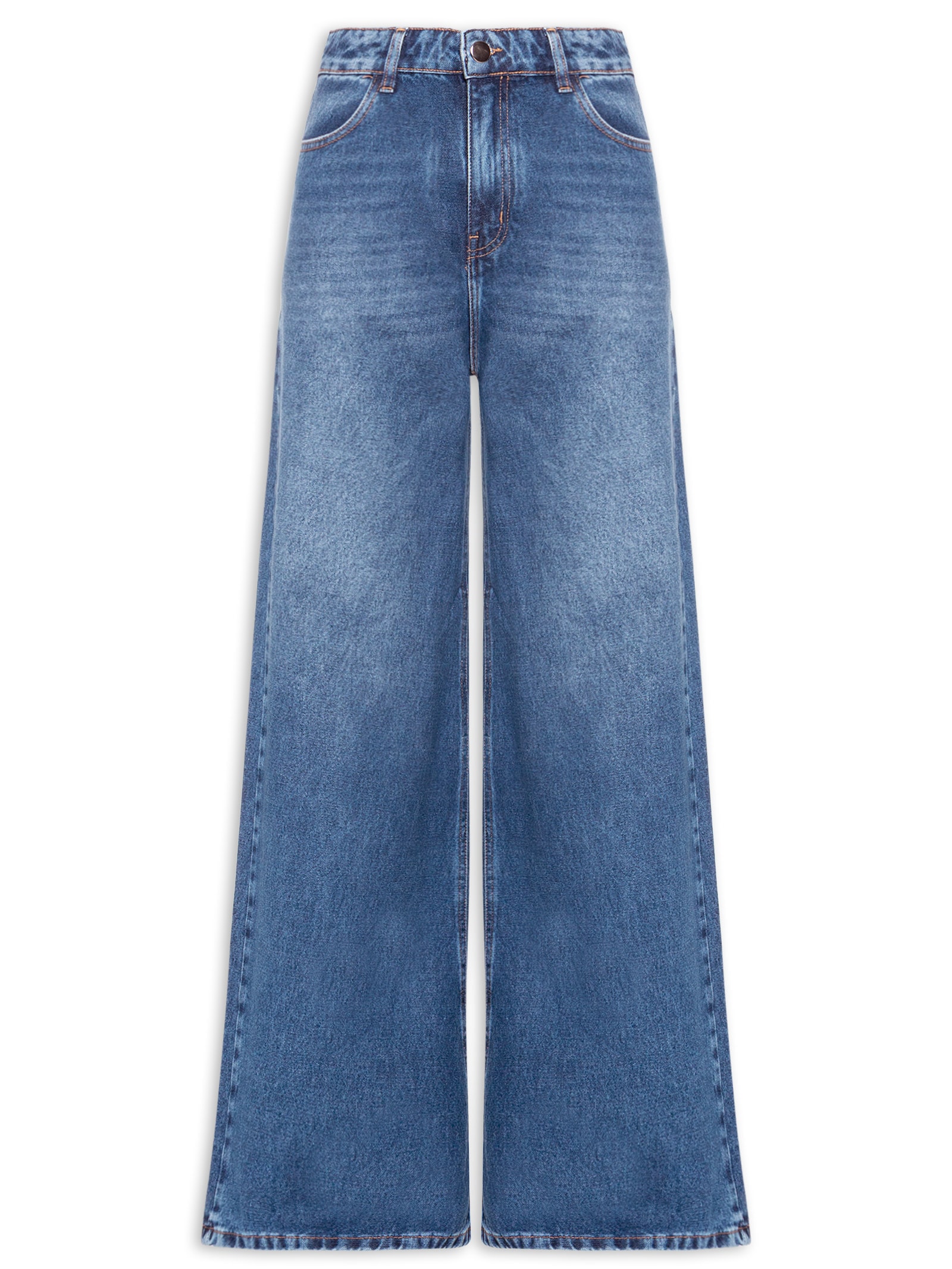 Calça Feminina Wide Leg Jeans Azul Market 33