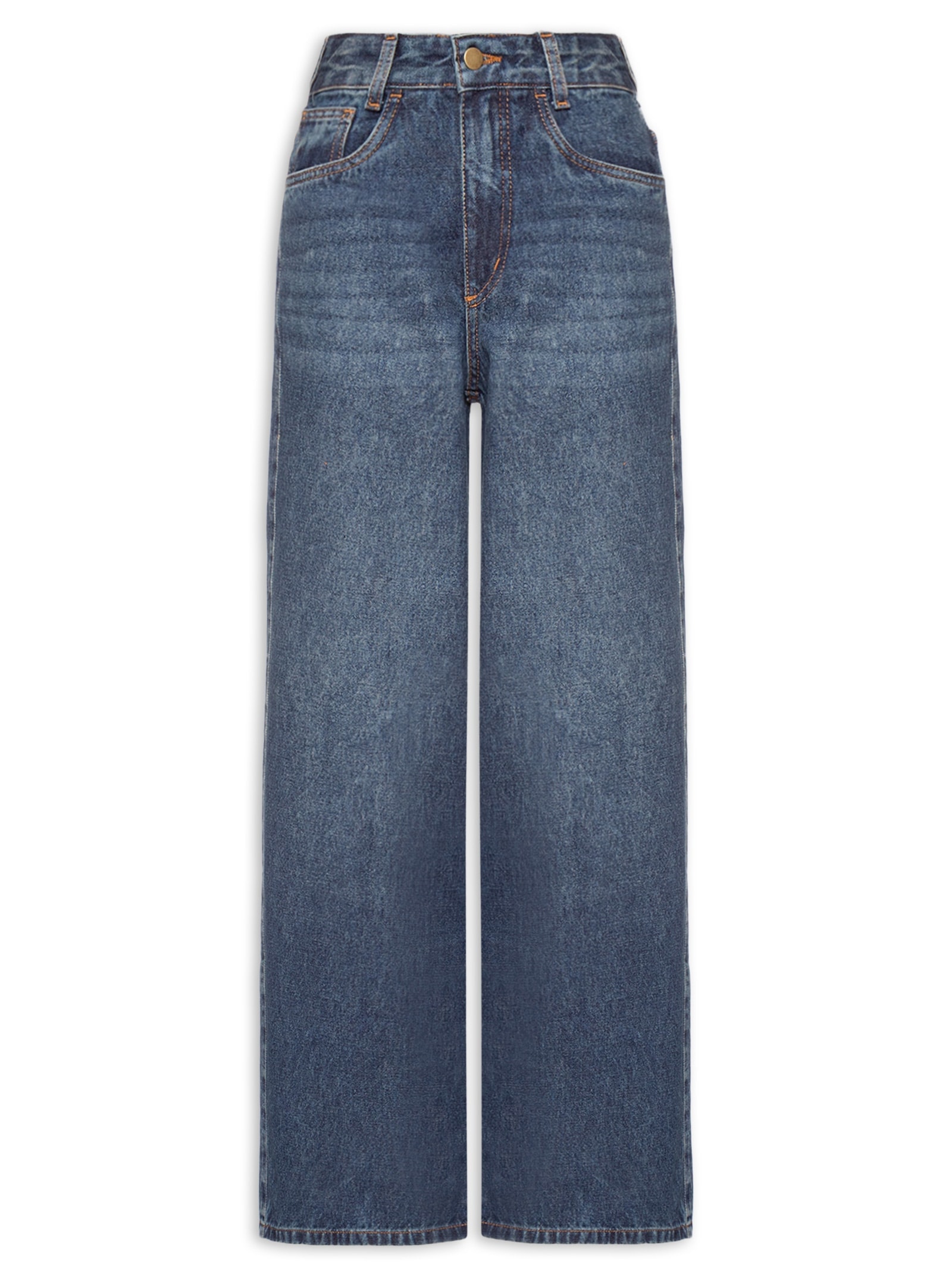 Calça Feminina Wide Leg Jeans Azul Market 33