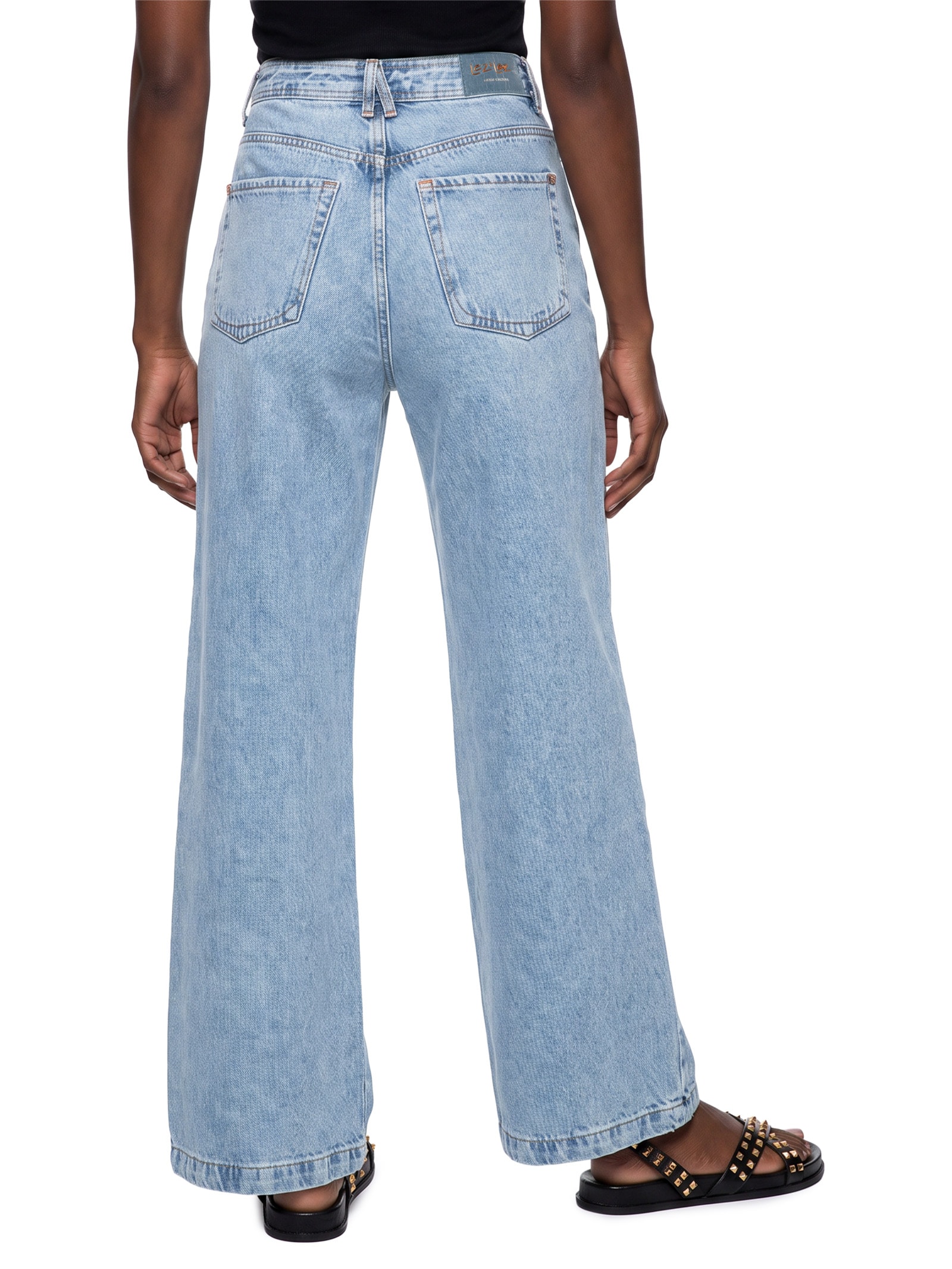 Calça Feminina Wide Leg Jeans Azul Lez A Lez