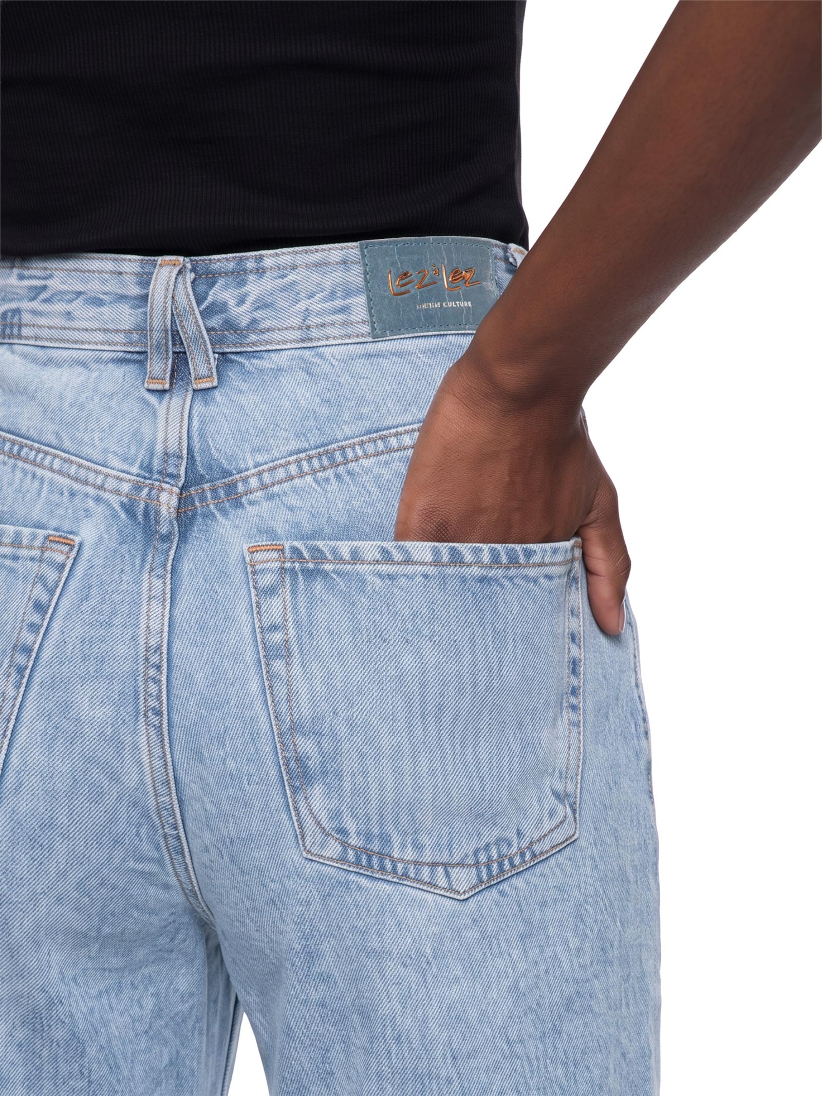 Calça Feminina Wide Leg Jeans Azul Lez A Lez