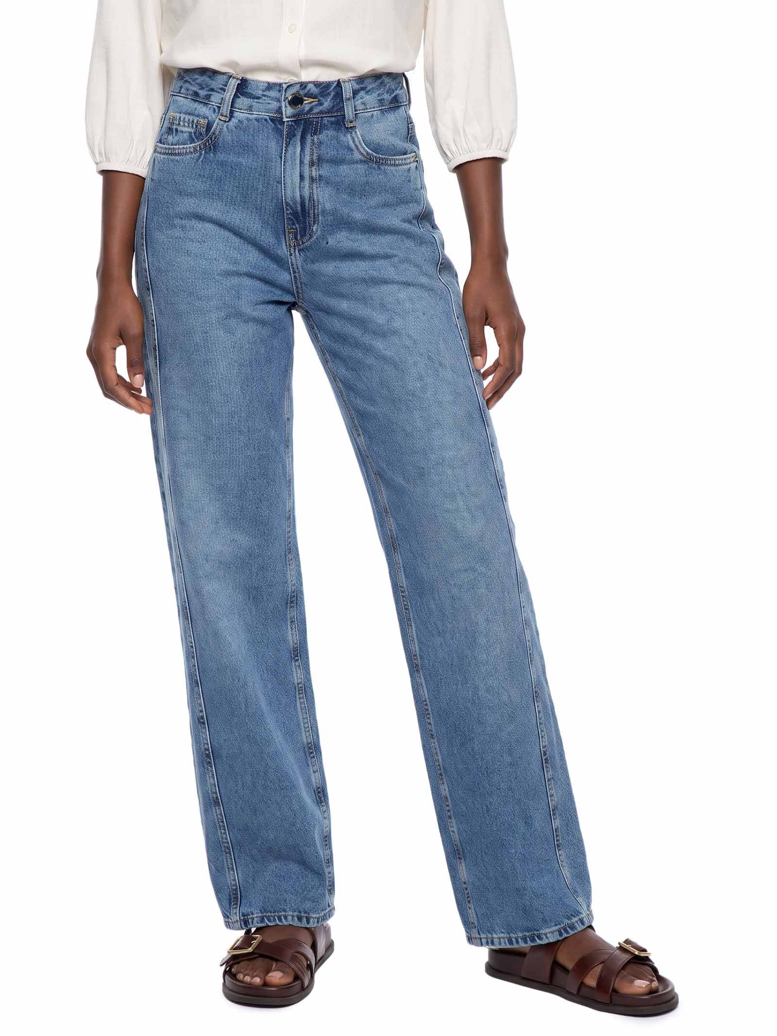 Calça Feminina Wide Leg Jeans Azul Lez A Lez