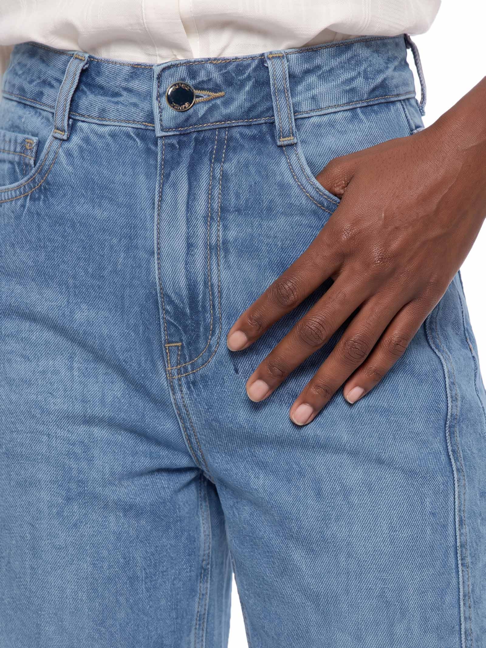 Calça Feminina Wide Leg Jeans Azul Lez A Lez