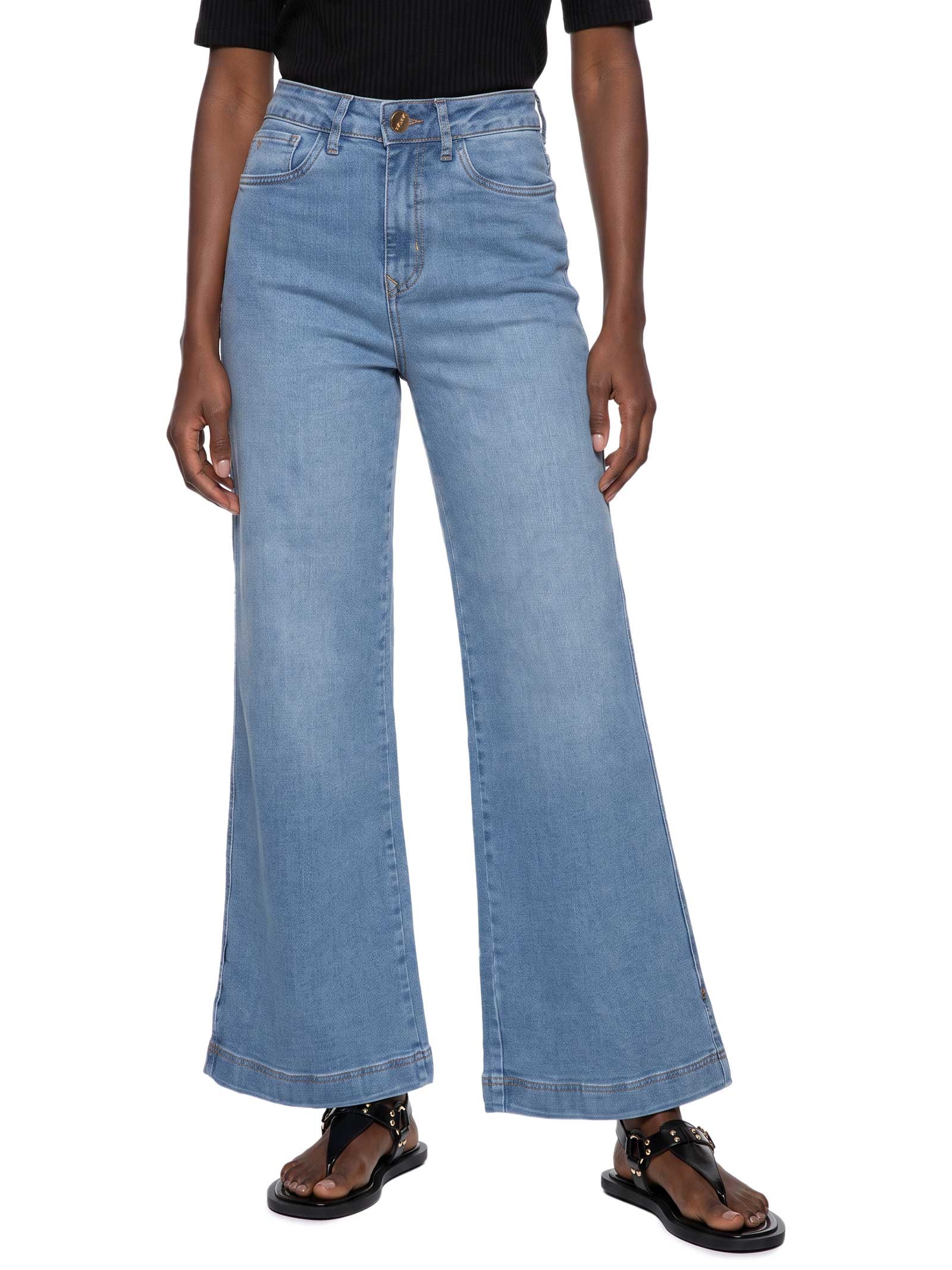 Calça Feminina Wide Leg Jeans Azul Lez A Lez
