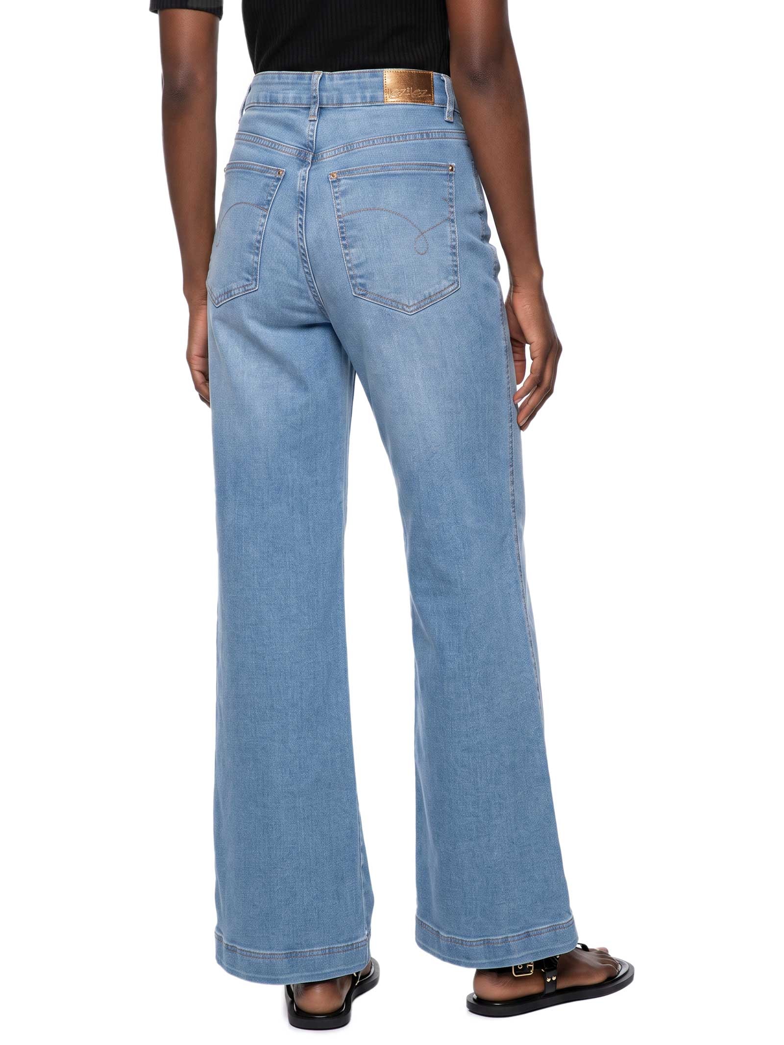 Calça Feminina Wide Leg Jeans Azul Lez A Lez