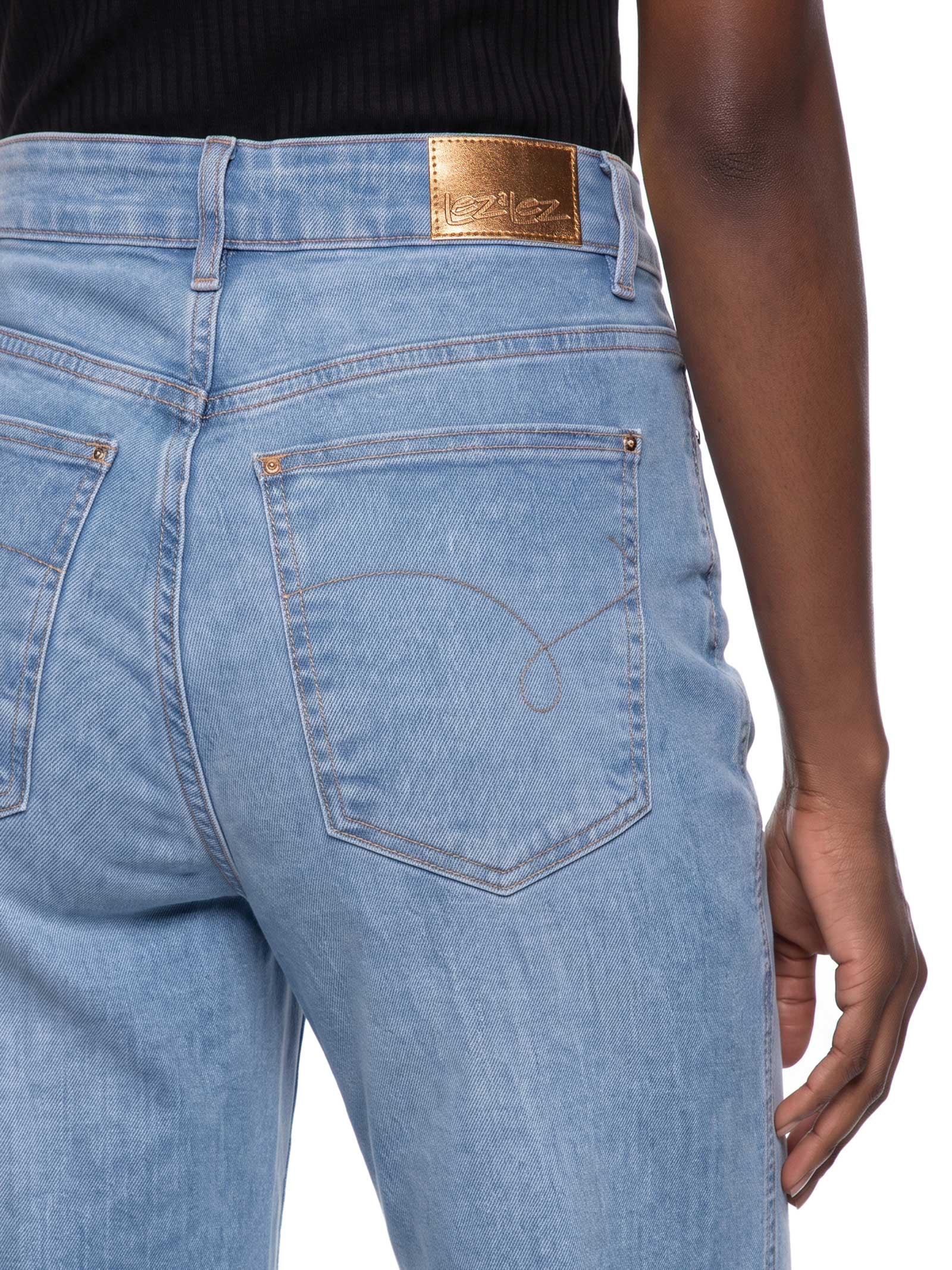 Calça Feminina Wide Leg Jeans Azul Lez A Lez