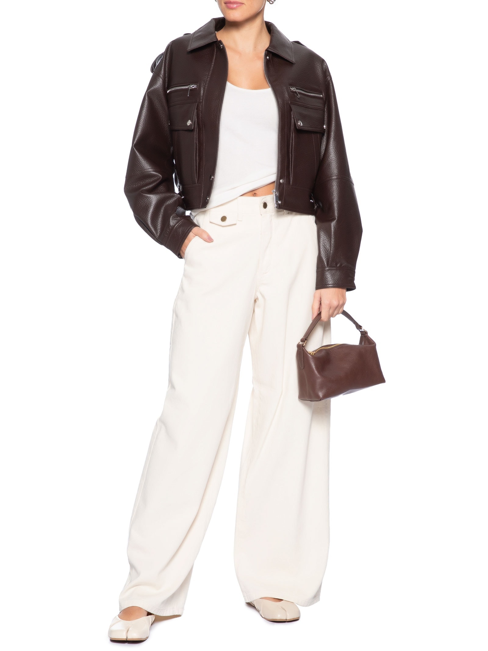 Calça Feminina Wide Leg Jeans Bege Market 33