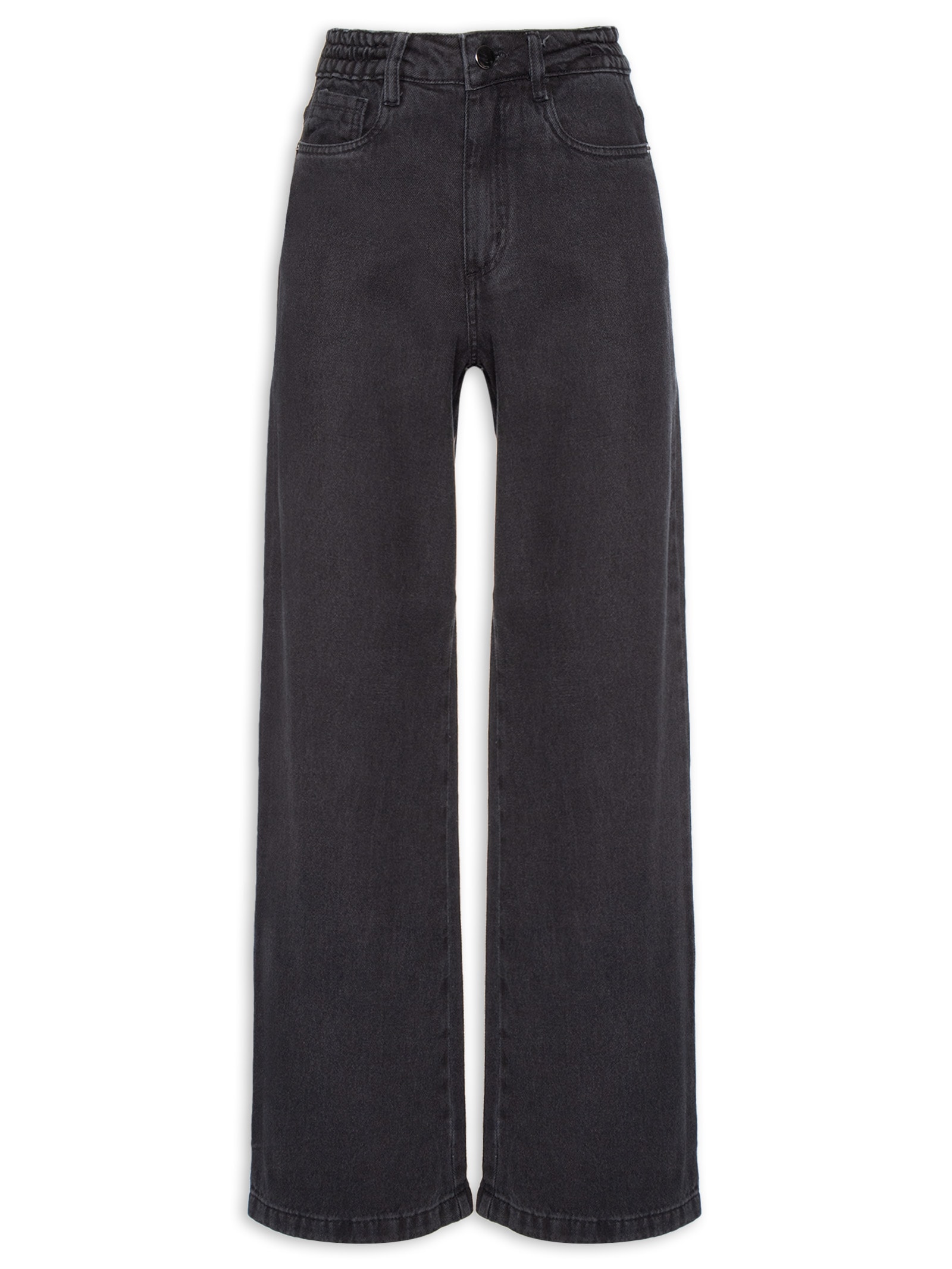 Calça Feminina Wide Leg Jeans Preto Market 33