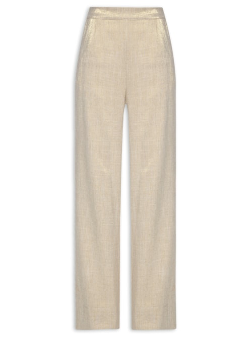 Calça Feminina Wide Leg Micro Pregas Highline – Dourado