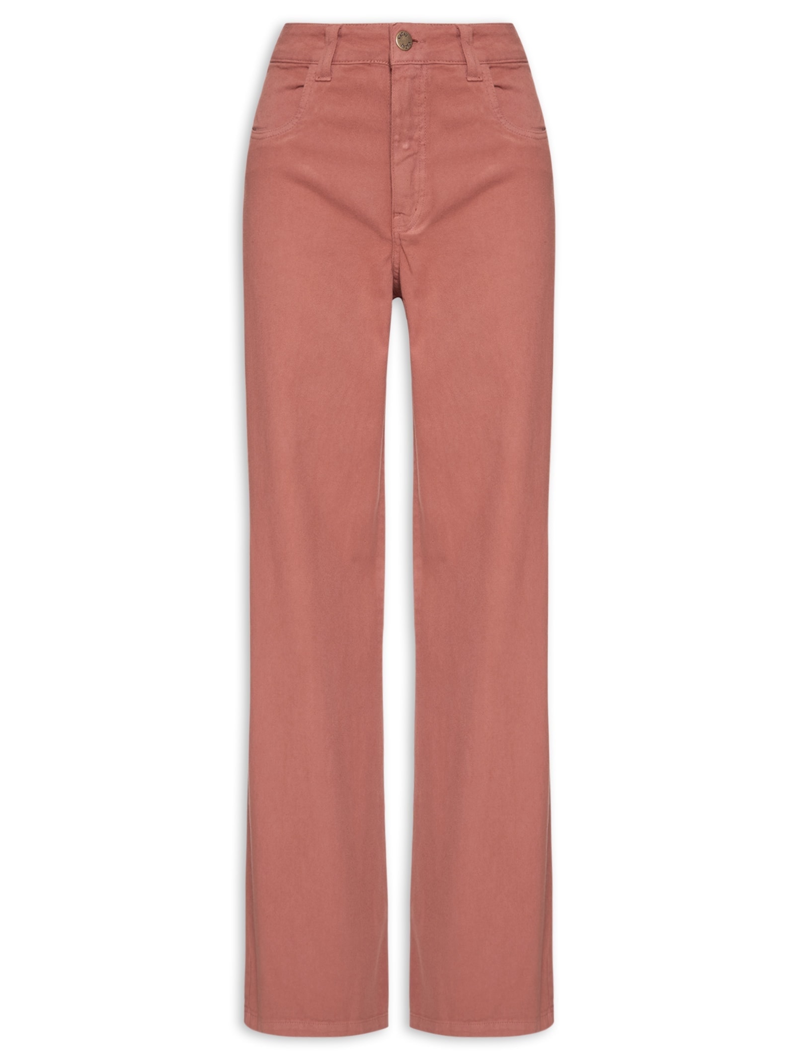 Calça Feminina Wide Leg Sarja Marrom Cacay