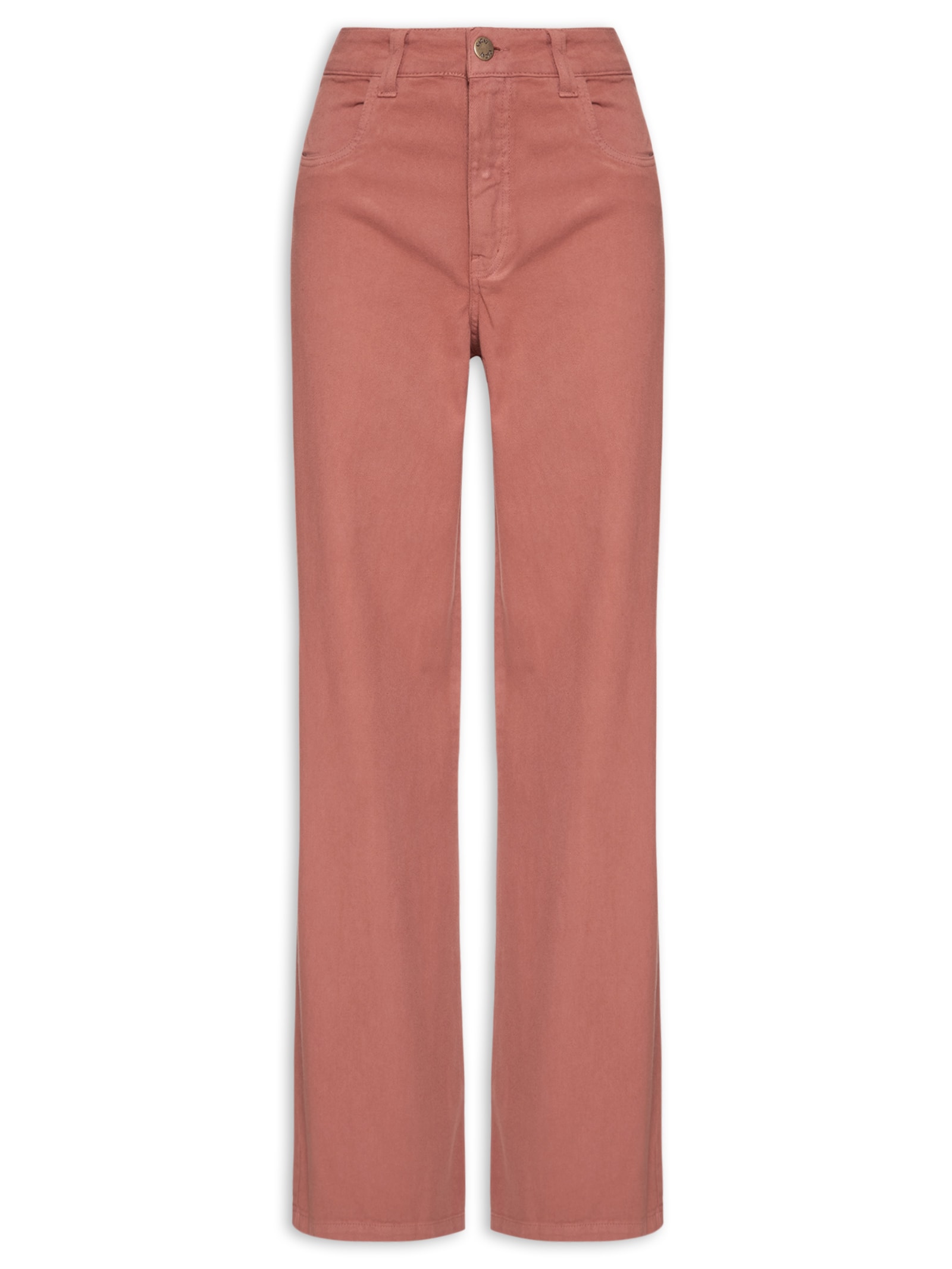 Calça Feminina Wide Leg Sarja Marrom Cacay