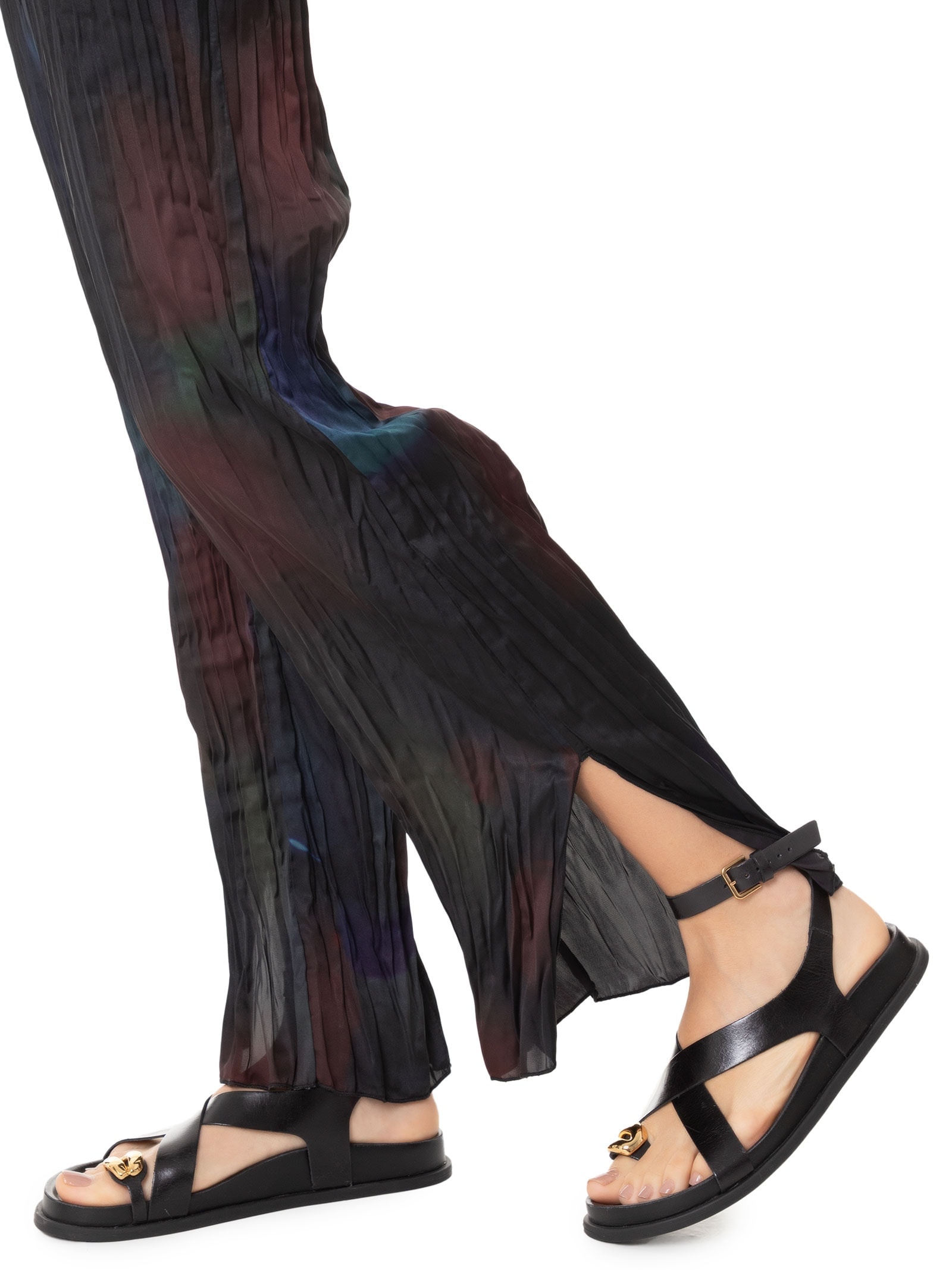 Calça Feminina Wrinkled Satin Rose Blur Double Preto Osklen