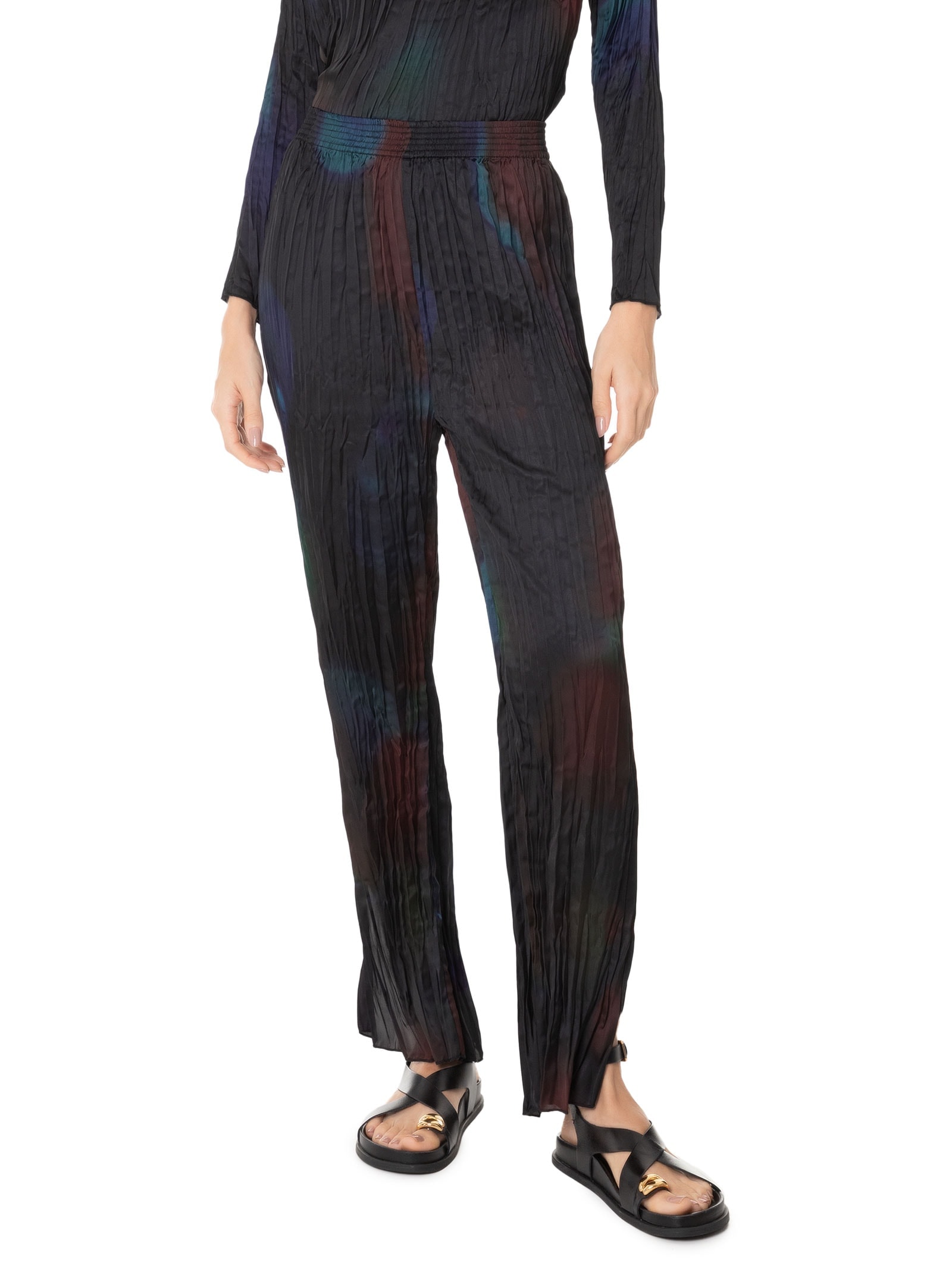 Calça Feminina Wrinkled Satin Rose Blur Double Preto Osklen