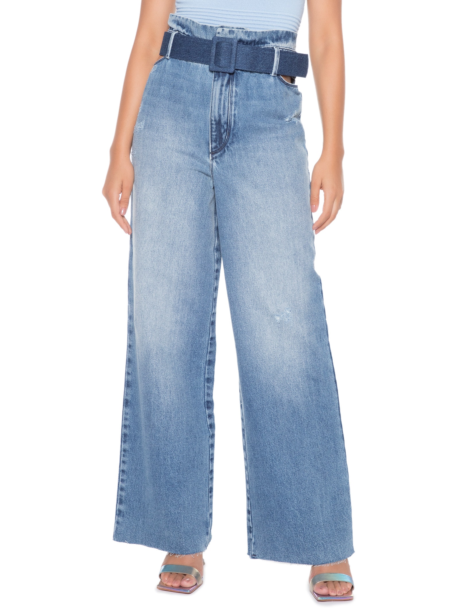 Mizuki　CELINE JEANS　HR1162 Calça Feminino Jeans Celine Com Cinto - Azul - Open