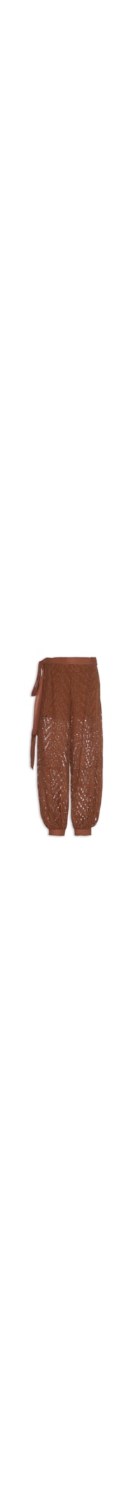 Calça Feminino Linho Bordado - Marrom