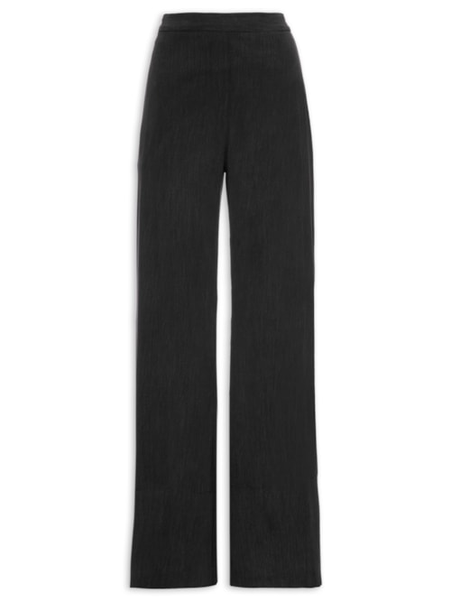 Calça Feminino Pantalona Pregas - Preto