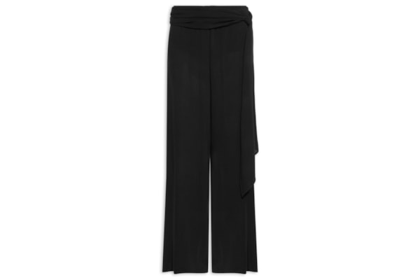 Calça Feminino Wide Leg Com Faixa Na Cintura – Preto