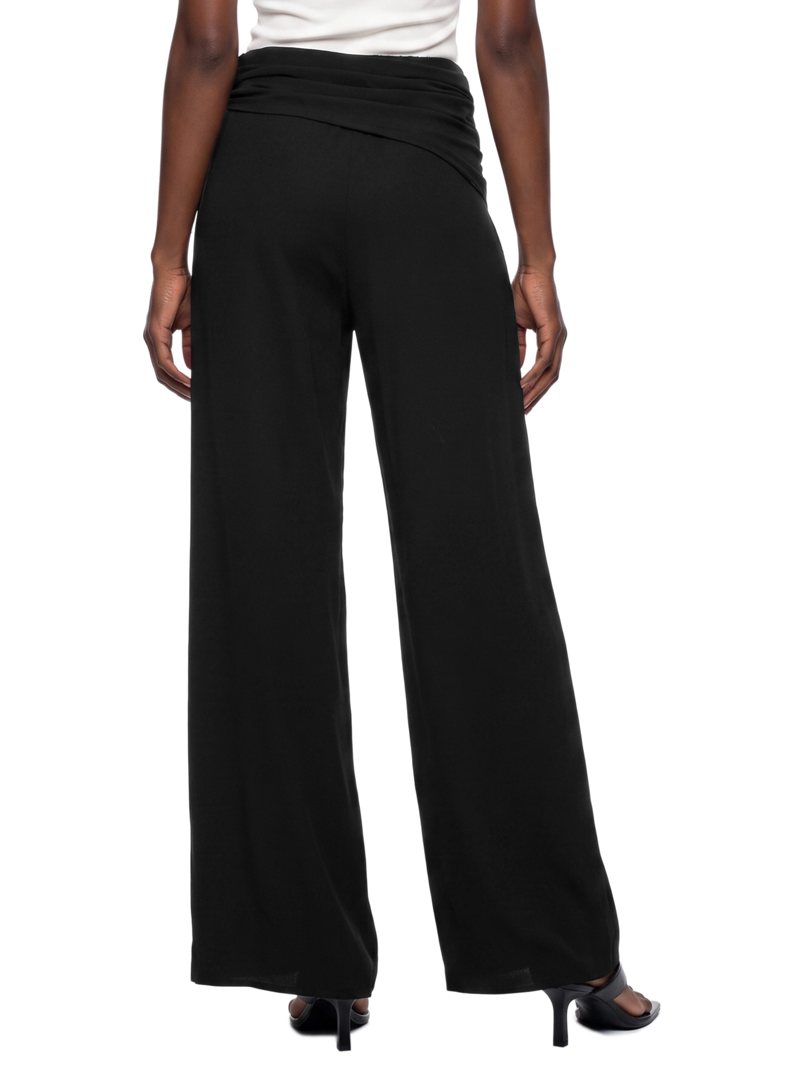 Calça Feminino Wide Leg Com Faixa Na Cintura – Preto My Favorite