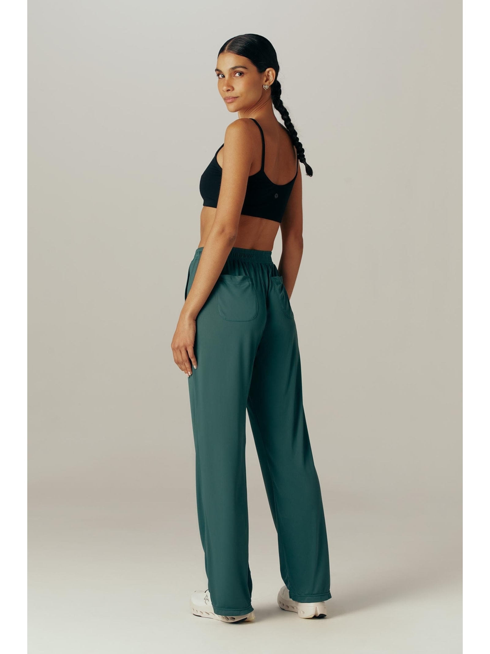 Calça Fitness Reta Verde Escuro Dry Uv Palma II Yogini