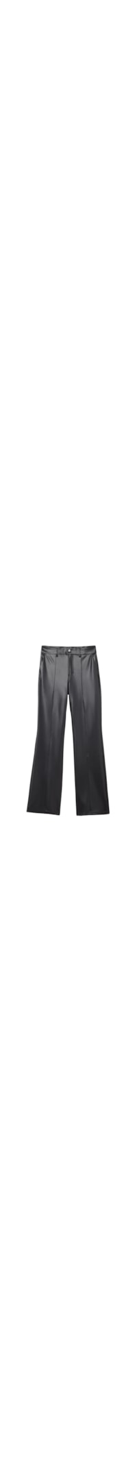 Calça Flare Com Efeito Couro - Preto