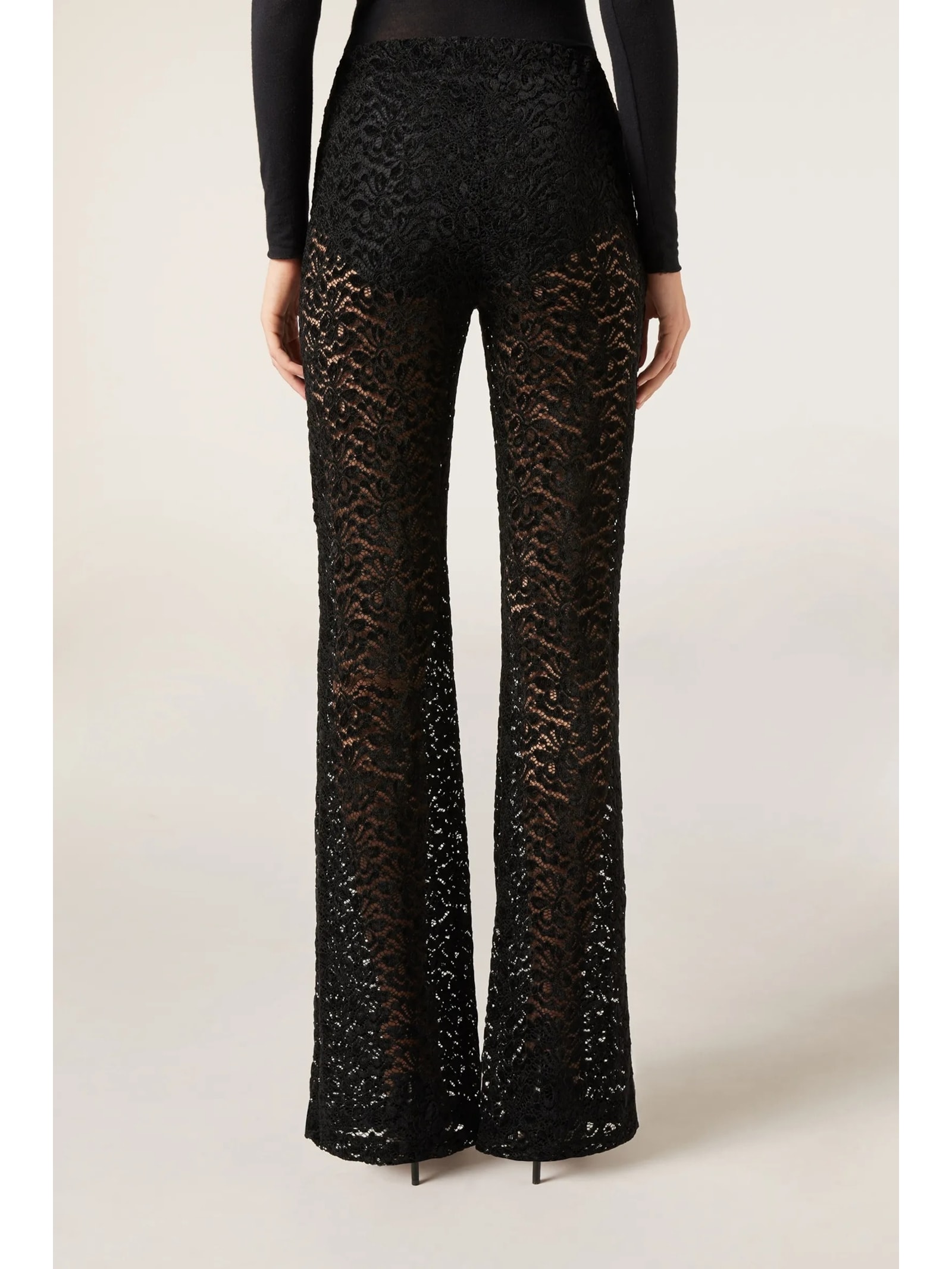 Calça Flare Em Renda Preto Calzedonia