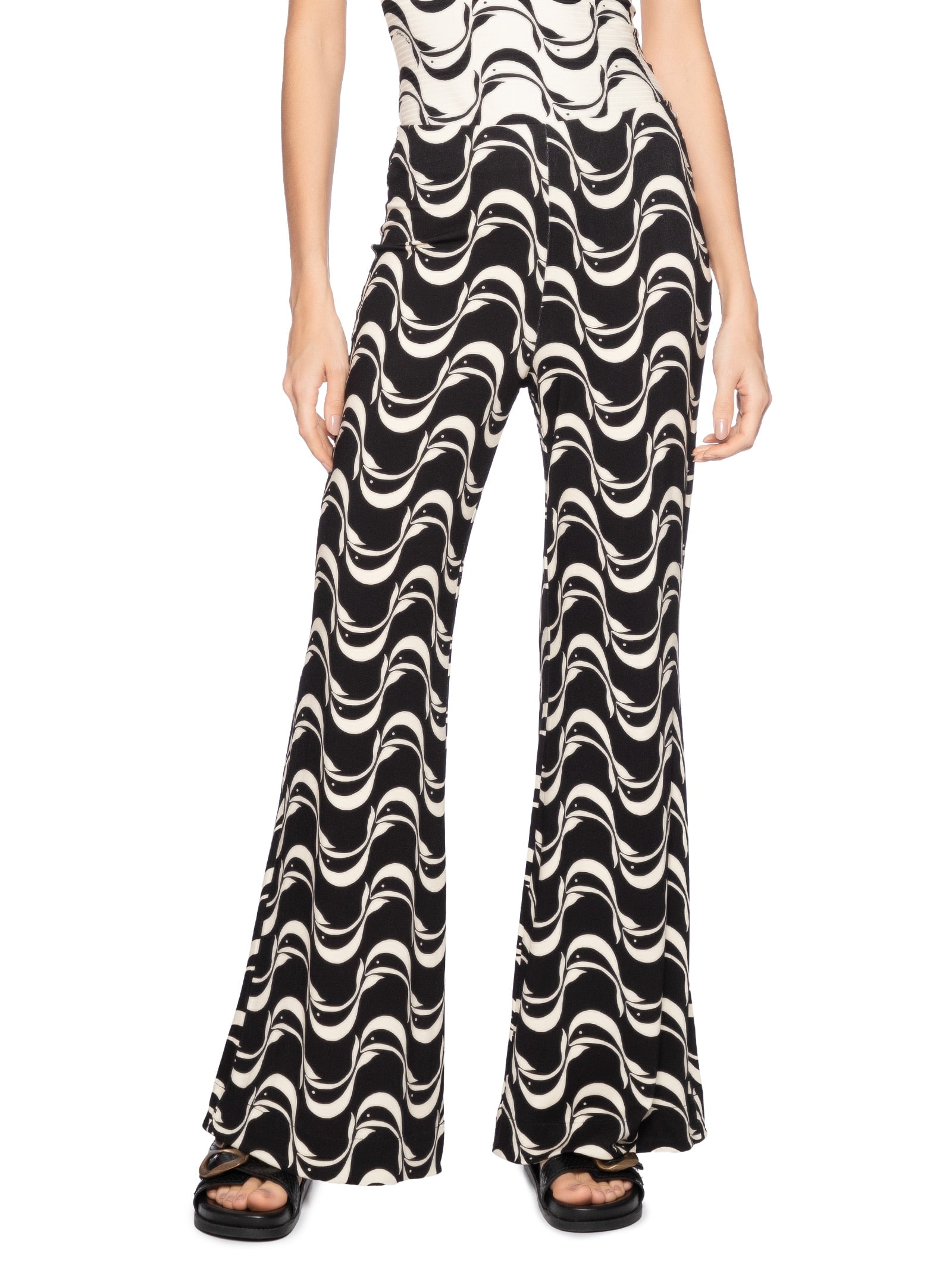 Calça Flare Feminina Peixe Copa Preto Farm