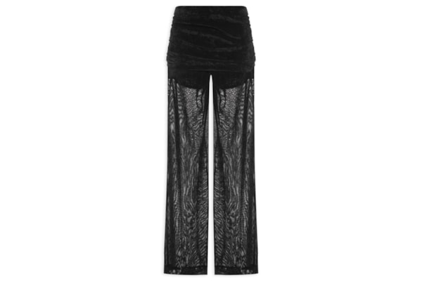 Calça Flare Pala Franzida Tule Veludo – Preto