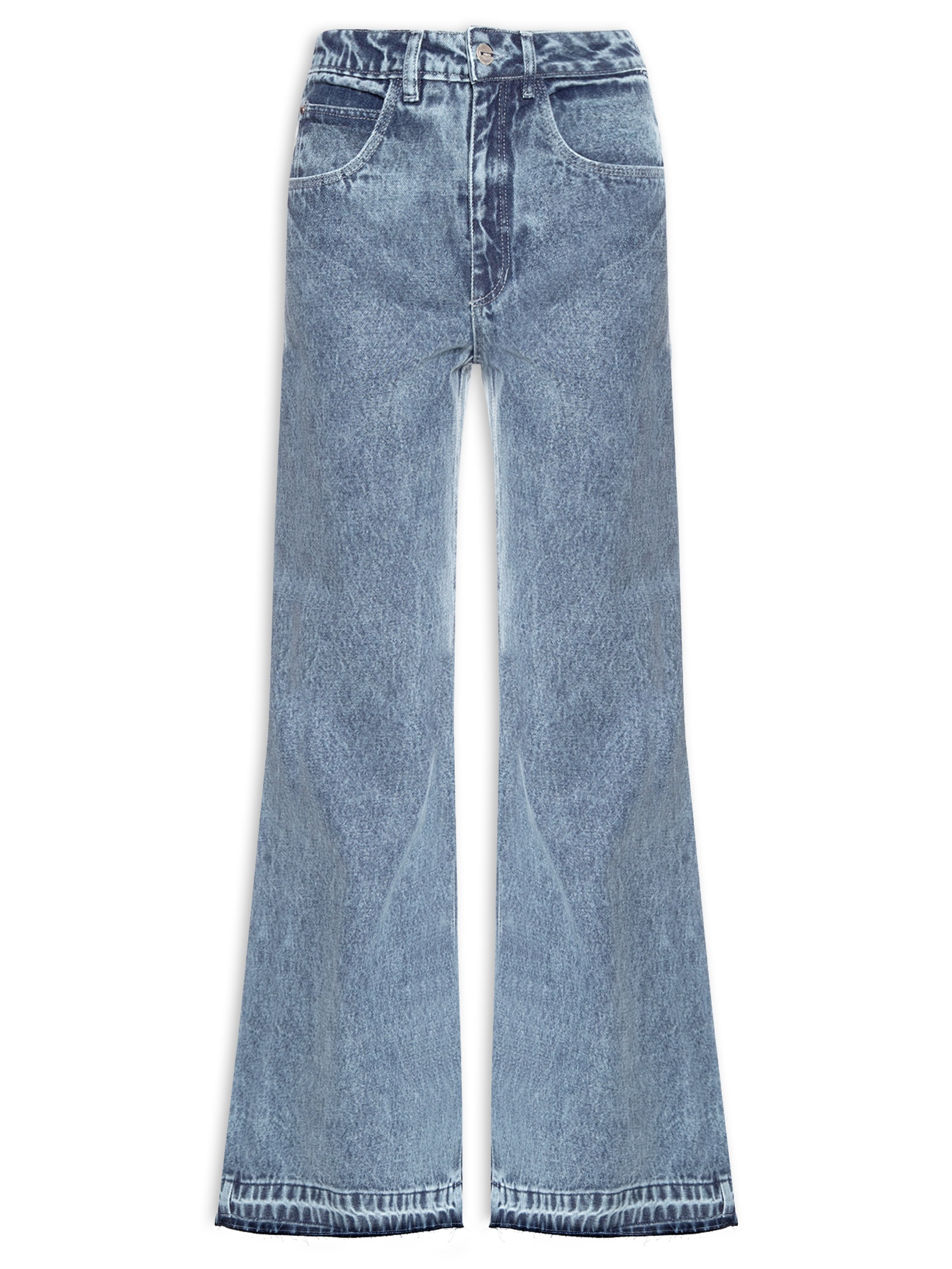 Calça Jeans Bolsos Folk Feminina Azul Animale