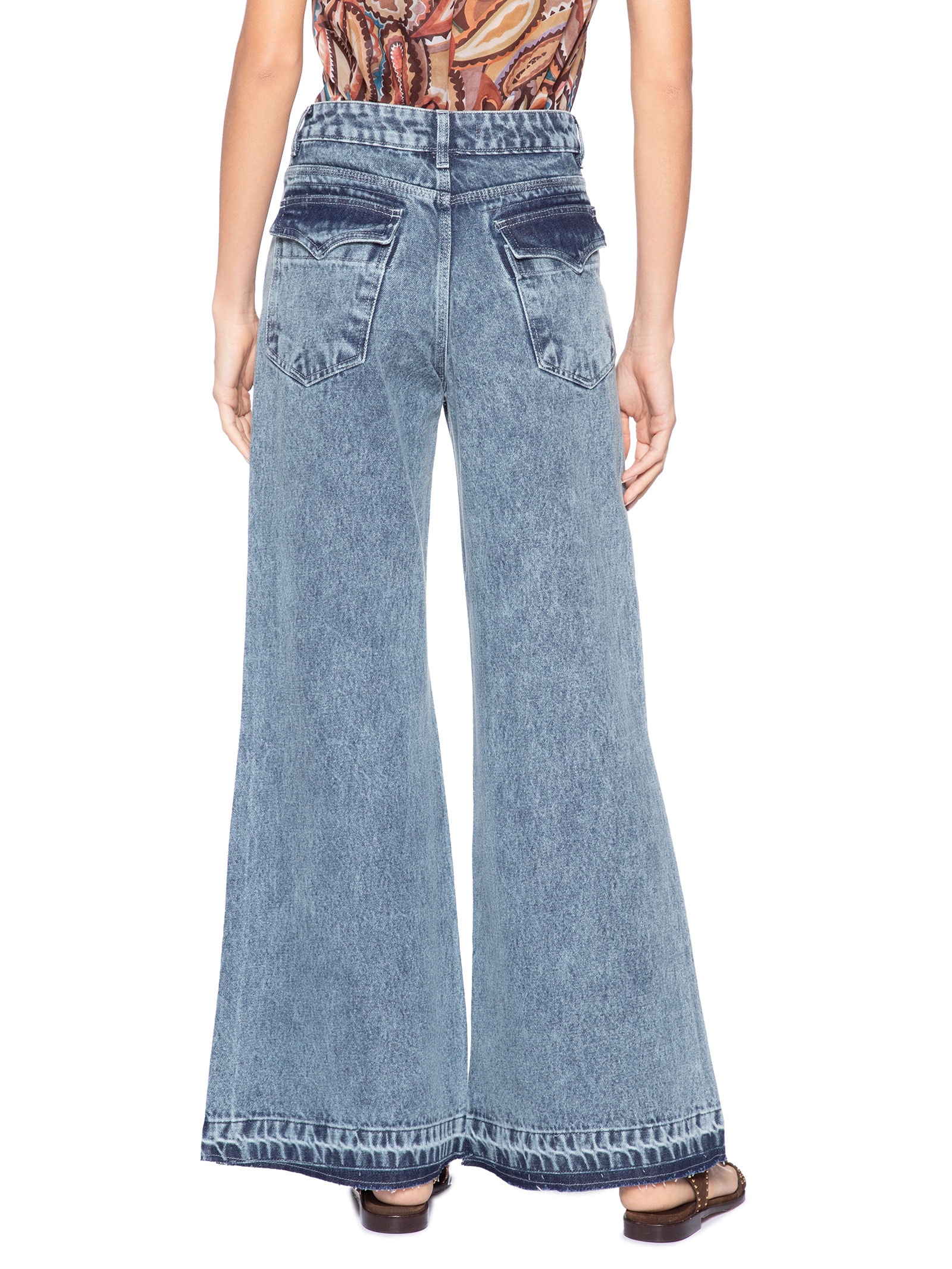 Calça Jeans Bolsos Folk Feminina Azul Animale