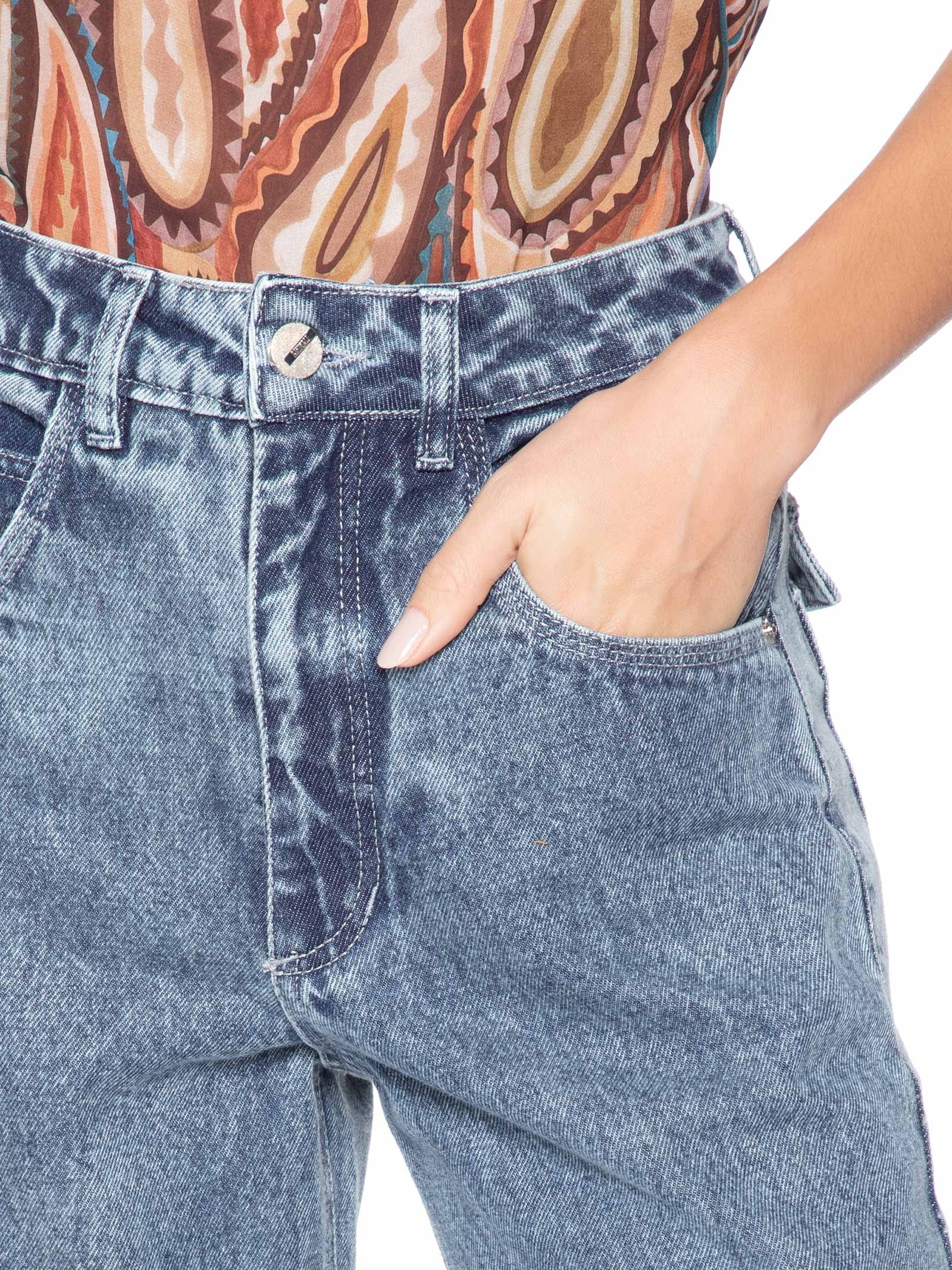 Calça Jeans Bolsos Folk Feminina Azul Animale