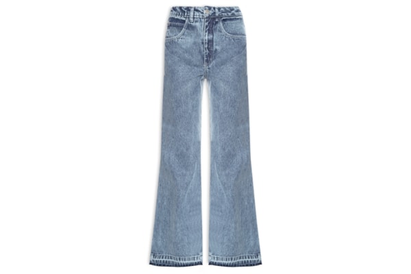 Calça Jeans Bolsos Folk Feminina – Azul