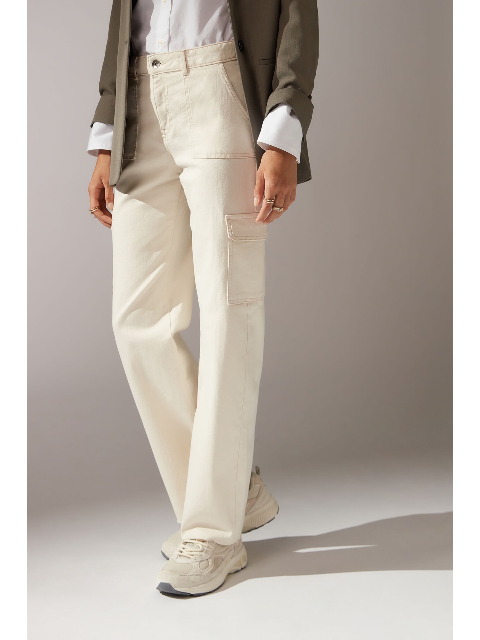 Calça Jeans Cargo Off-White Calzedonia