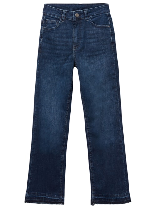 Calça Jeans Cropped Flare – Azul