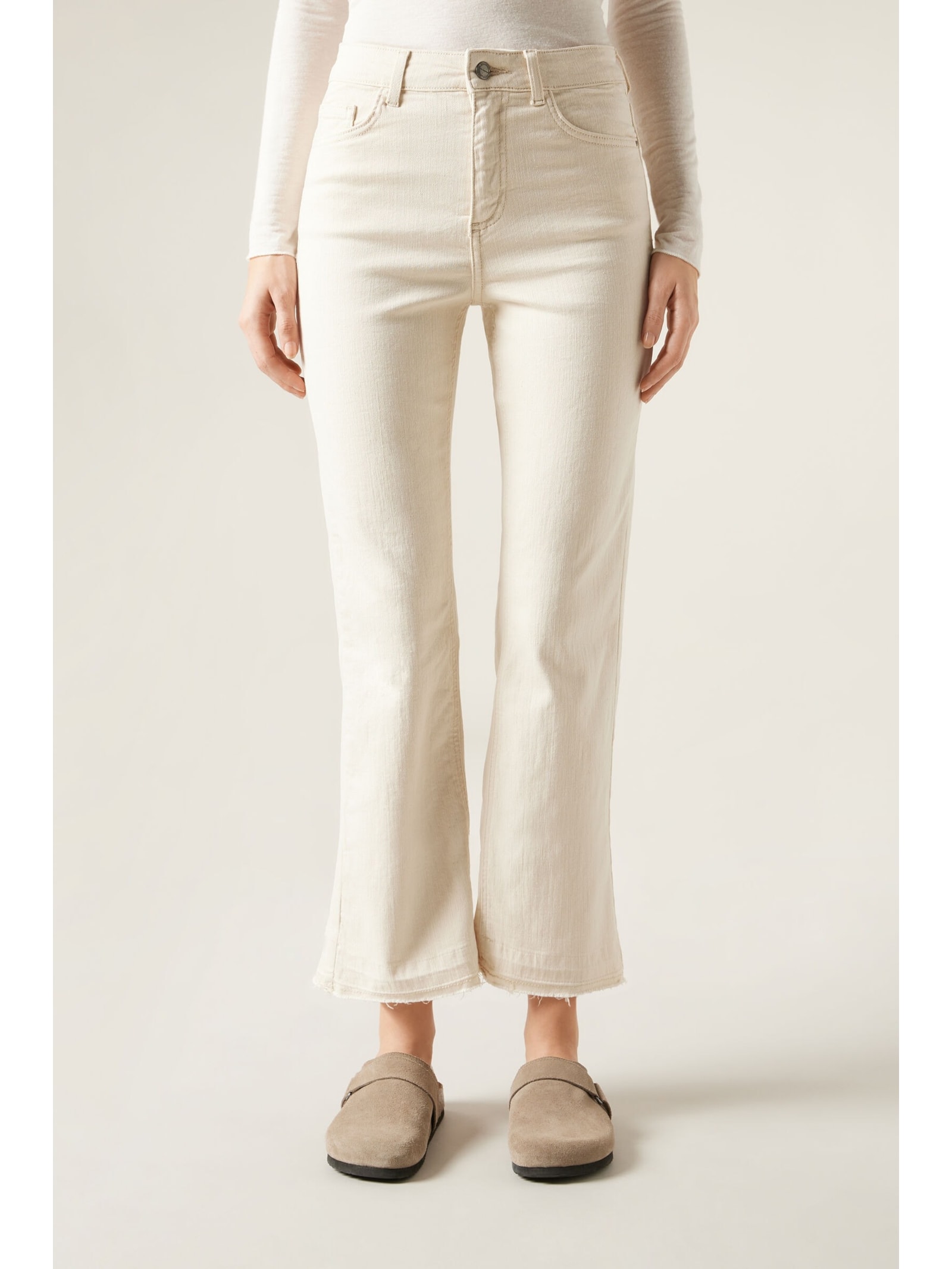 Calça Jeans Cropped Flare Branco Calzedonia