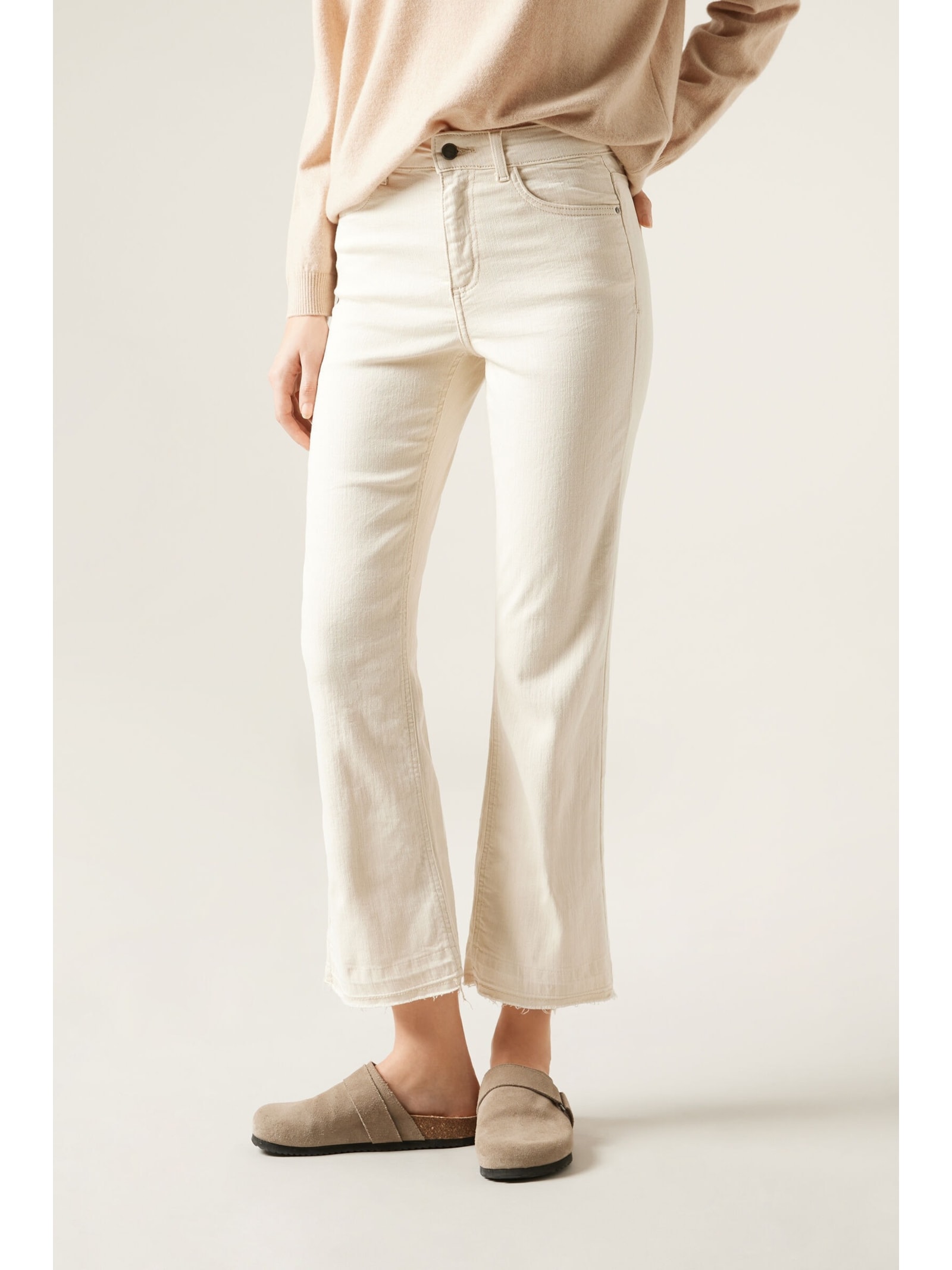Calça Jeans Cropped Flare Branco Calzedonia