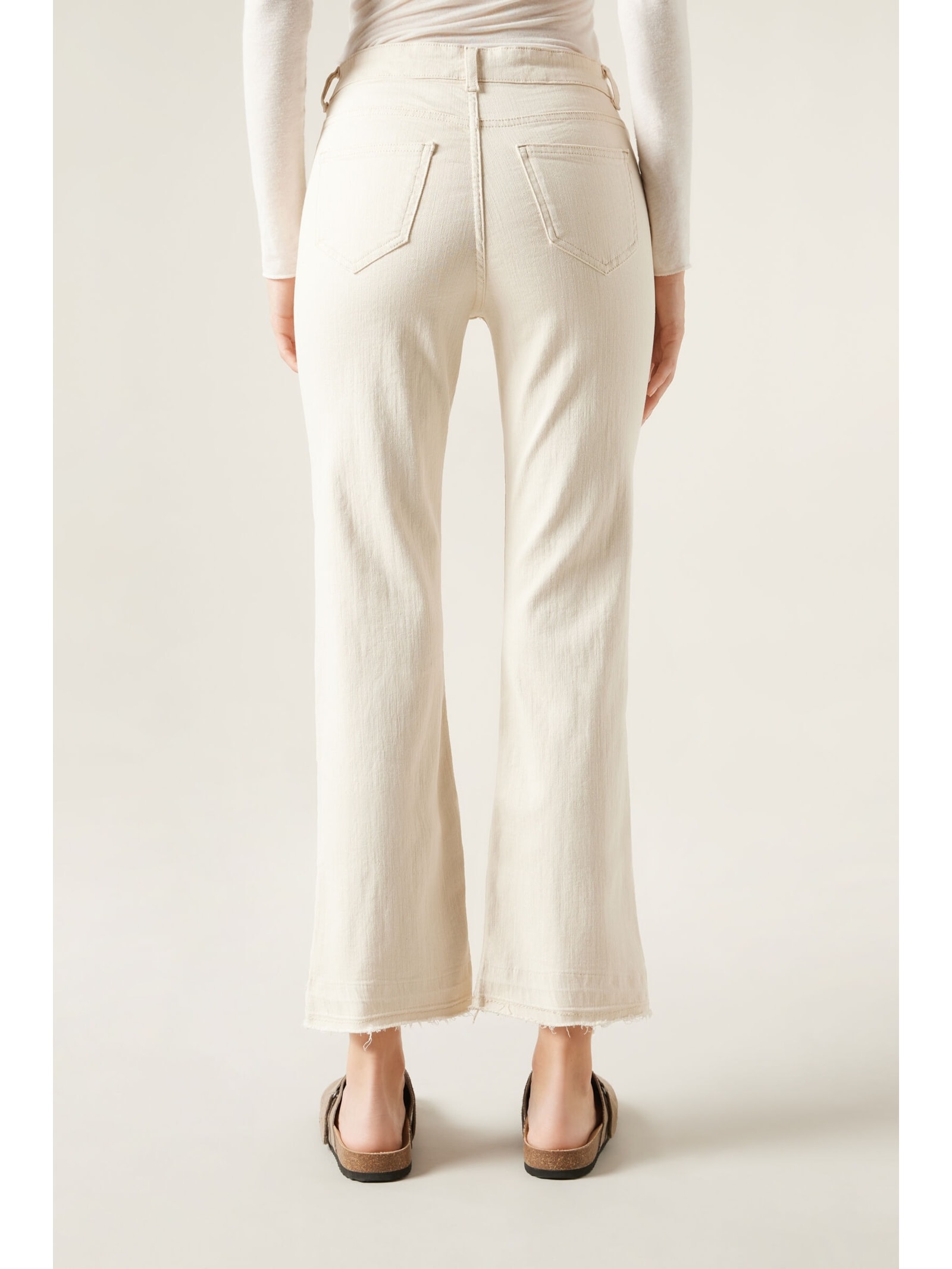 Calça Jeans Cropped Flare Branco Calzedonia