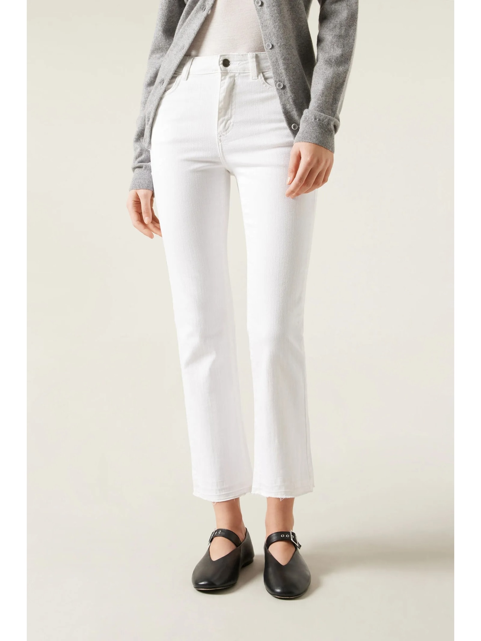 Calça Jeans Cropped Flare Branco Calzedonia