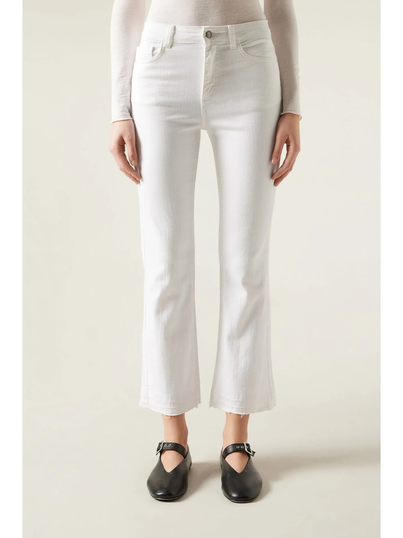 Calça Jeans Cropped Flare Branco Calzedonia