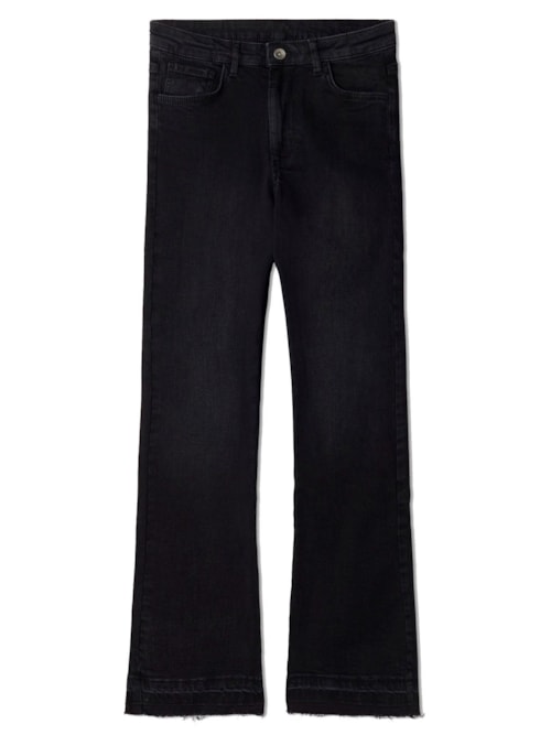 Calça Jeans Cropped Flare – Cinza