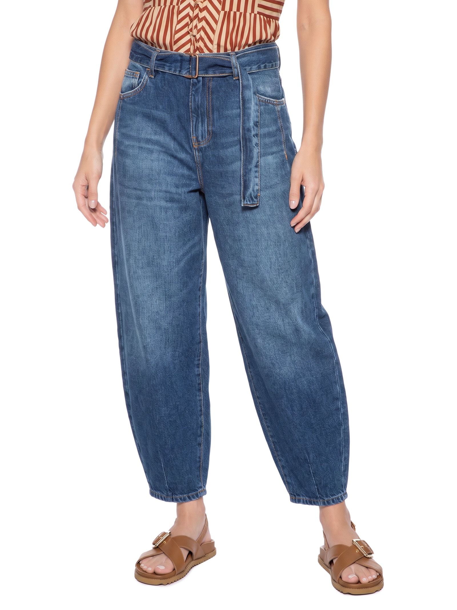 Calça Jeans Feminina A Barrel Premium Azul Cantão