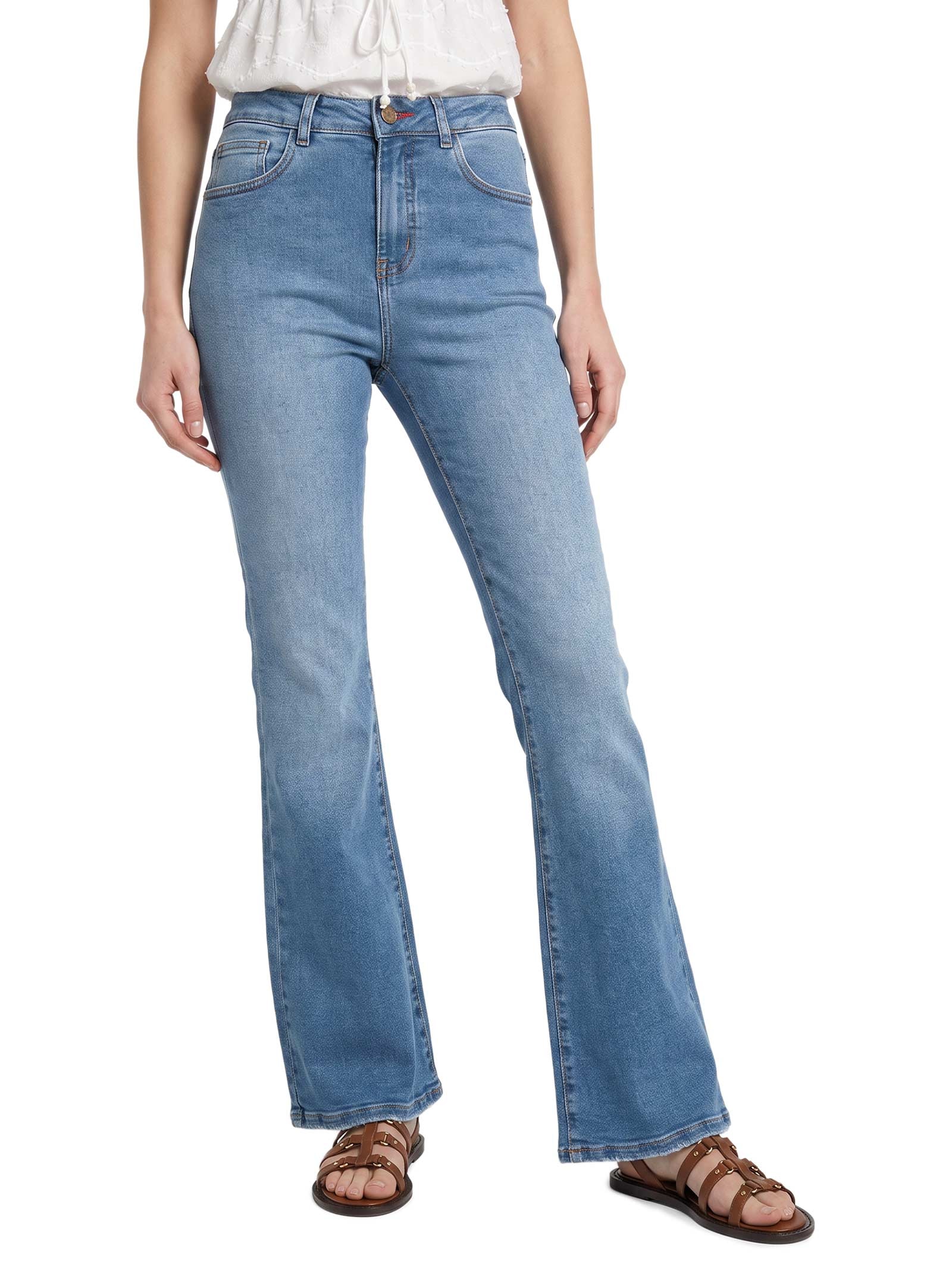 Calça Jeans Feminina A Flare Classic Azul Cantão