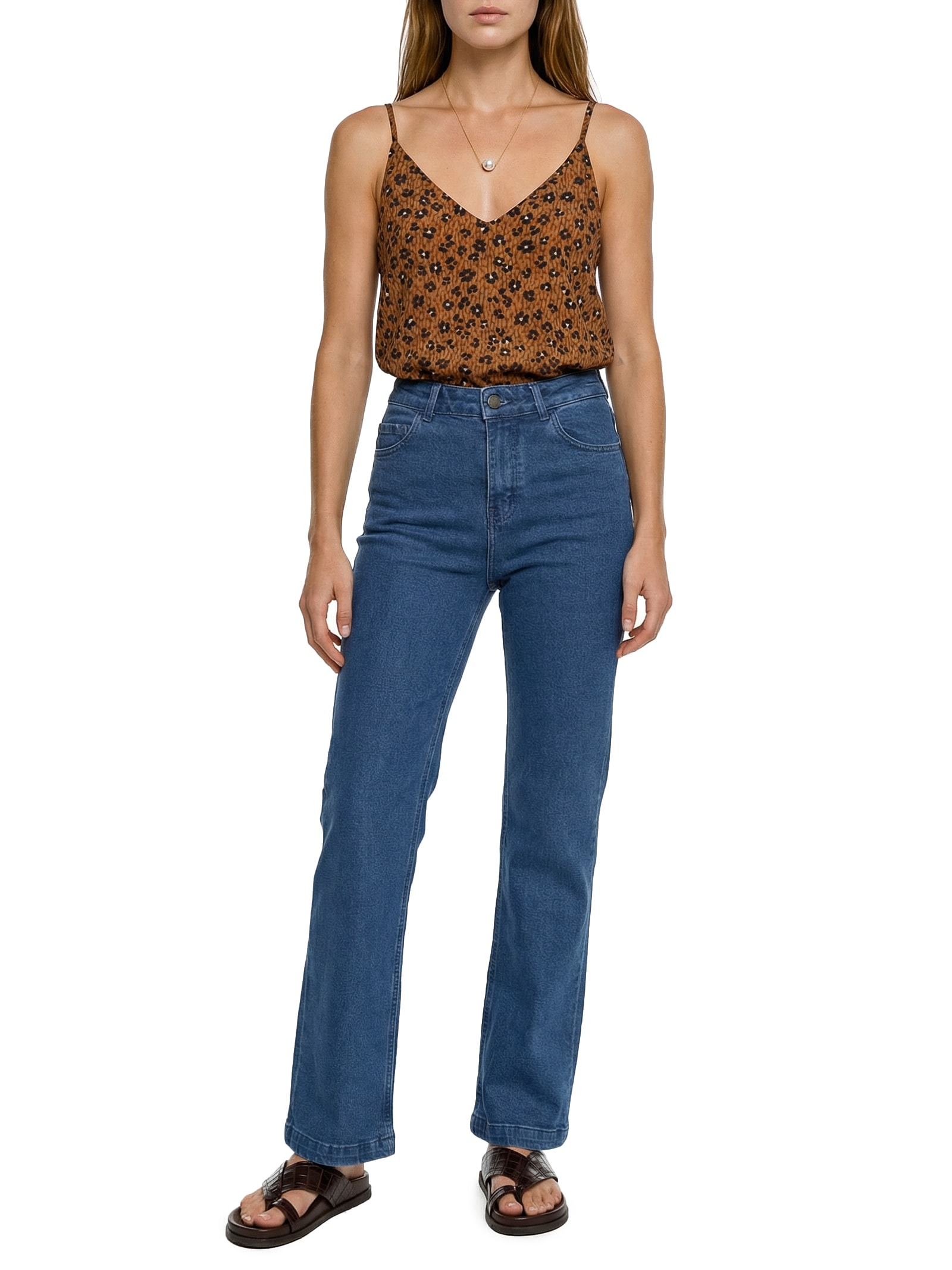 Calça Jeans Feminina A Super Reta 1967 Azul Cantão